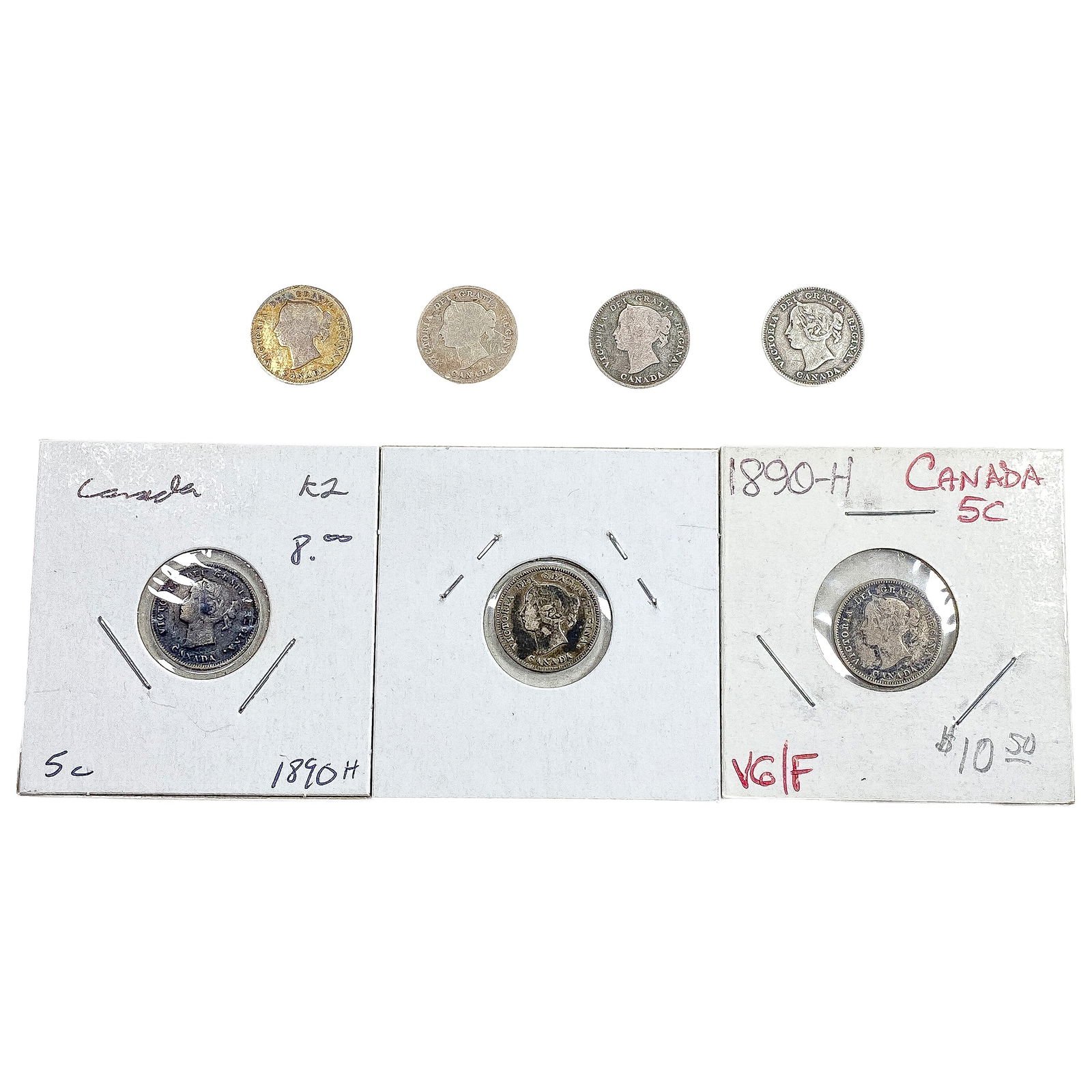 1890-1891 Better Date Canada 5 Cent Silver  [7 Coins] (1 of 2)