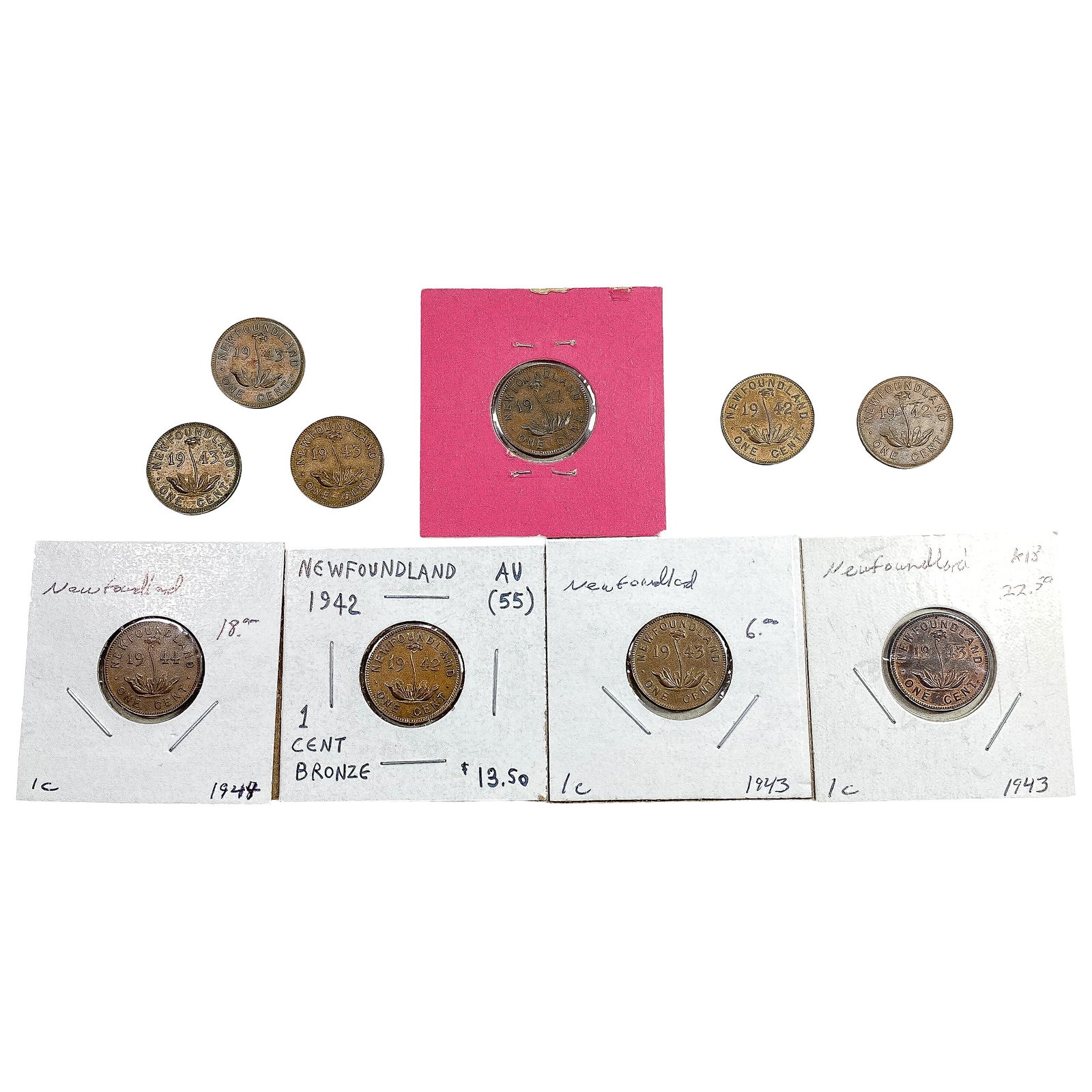 1942-1947 High Grade Newfoundland 1 Cent  [10 Coins] (1 of 2)