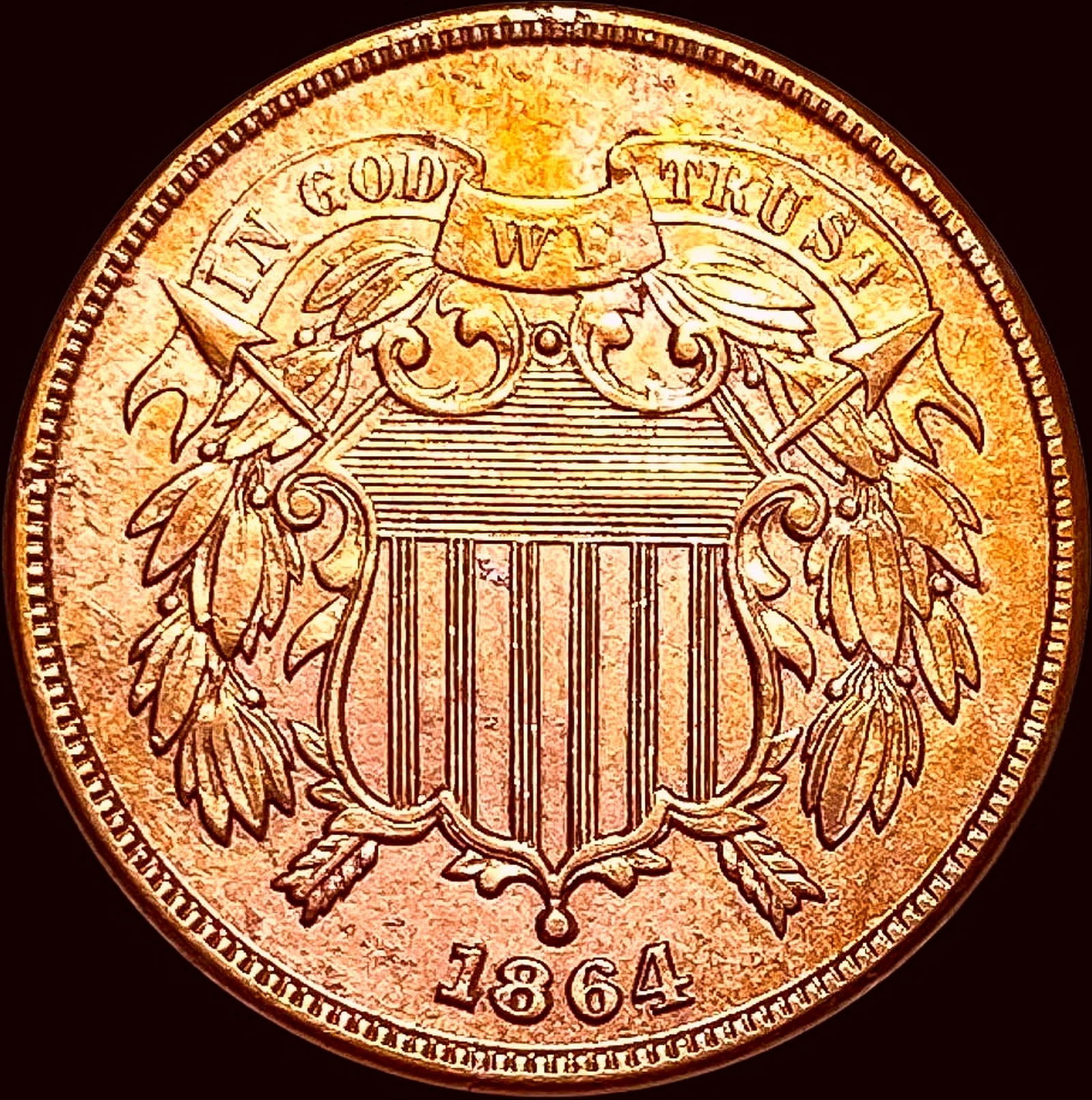 1864 Red Two-Cent Piece UNCIRCULATED (1 of 2)