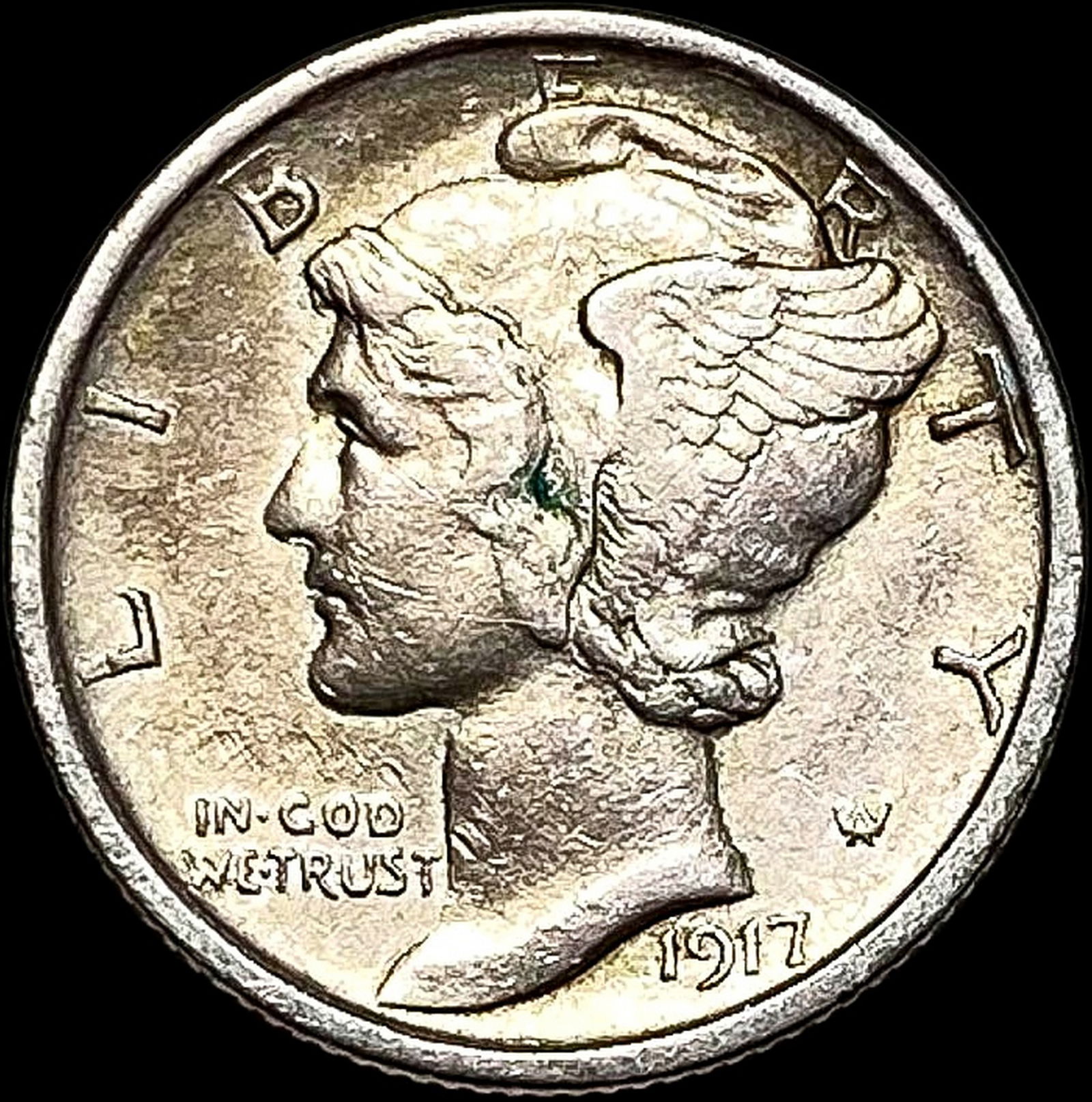 1917-S Silver Mercury Dime CLOSELY UNCIRCULATED (1 of 2)