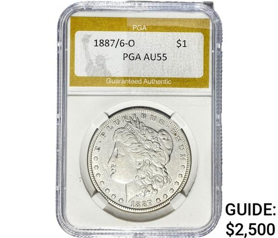 1887/6-O Morgan Silver Dollar PGA AU55 (1 of 2)