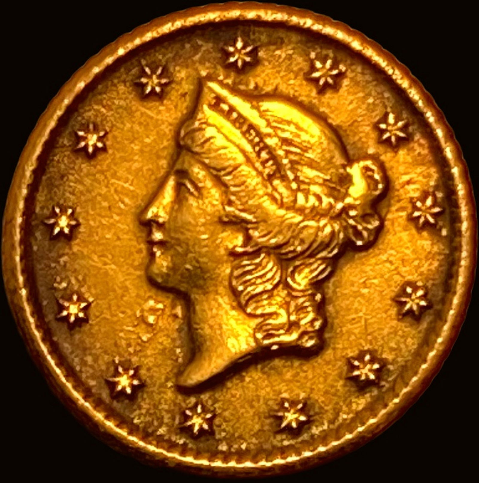 1853-O Gold $1 Liberty Head NEARLY UNCIRCULATED (1 of 2)