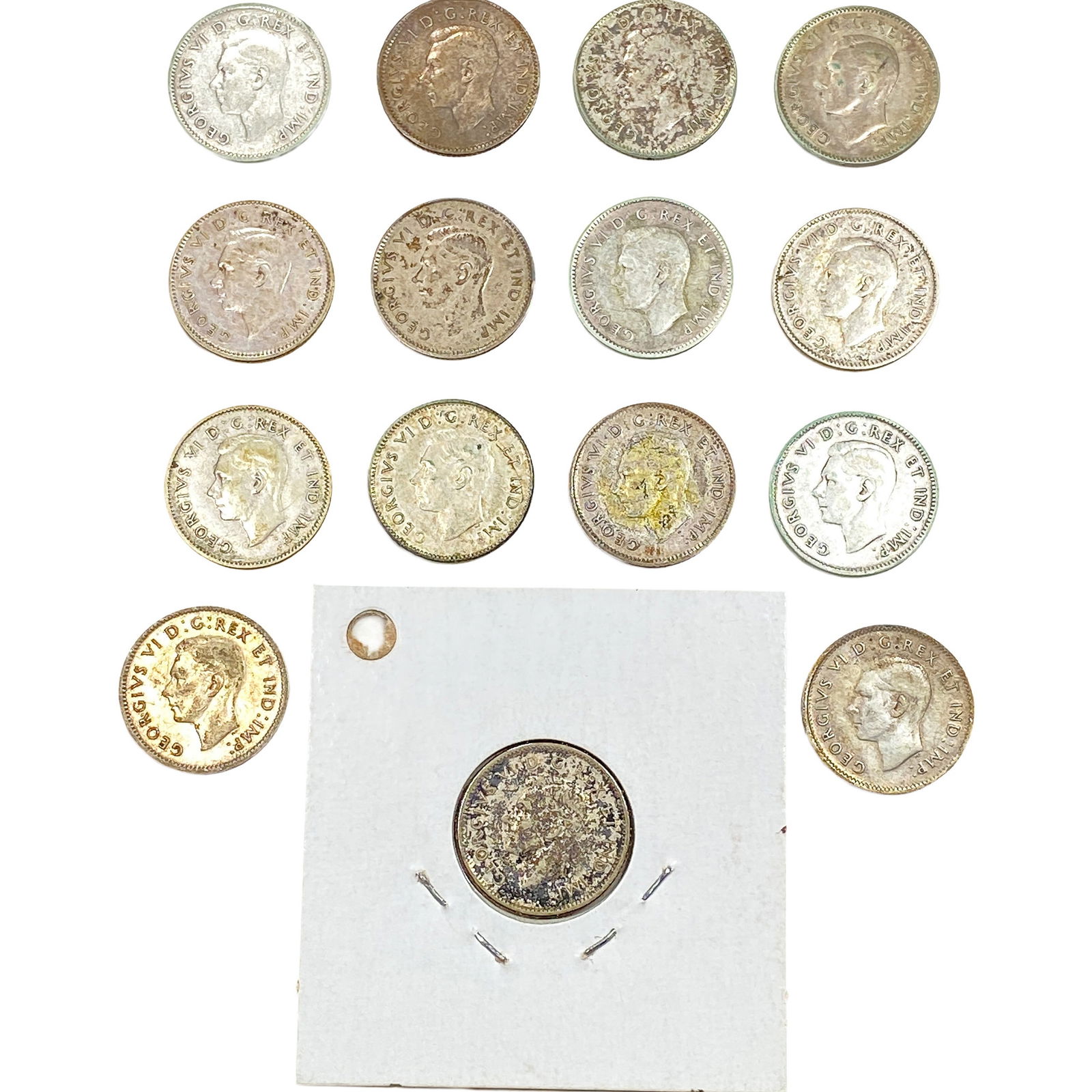 1945 Canada Silver Dime Lot [15 Coins] (1 of 2)