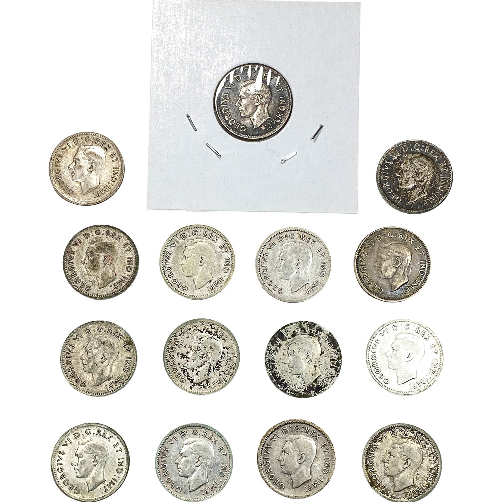 1939-1940 Canada Silver Dime Lot [15 Coins] (1 of 2)