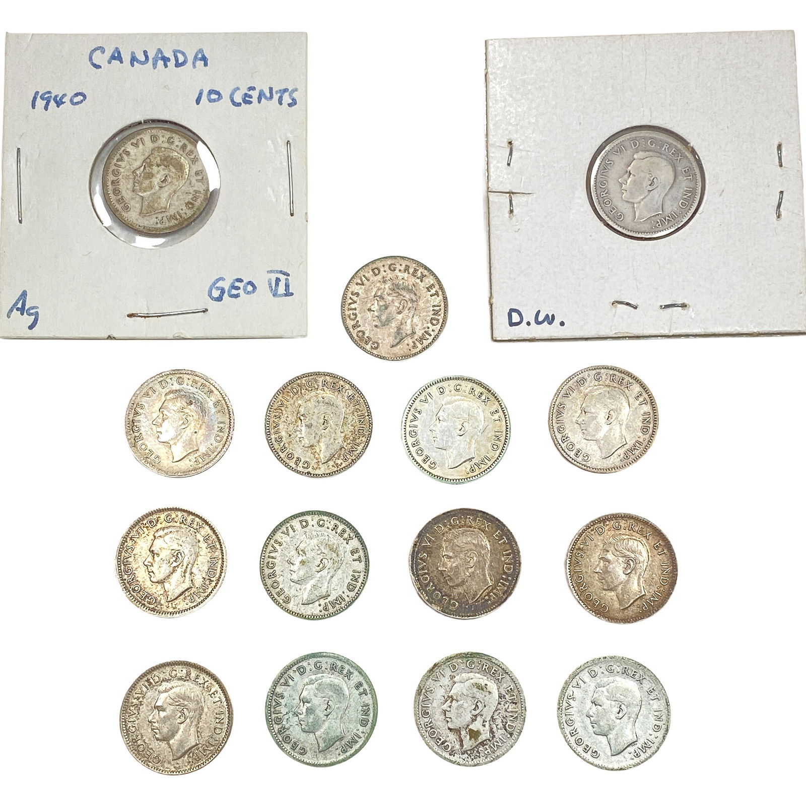 1940 Canada Silver Dime Lot [15 Coins] (1 of 2)