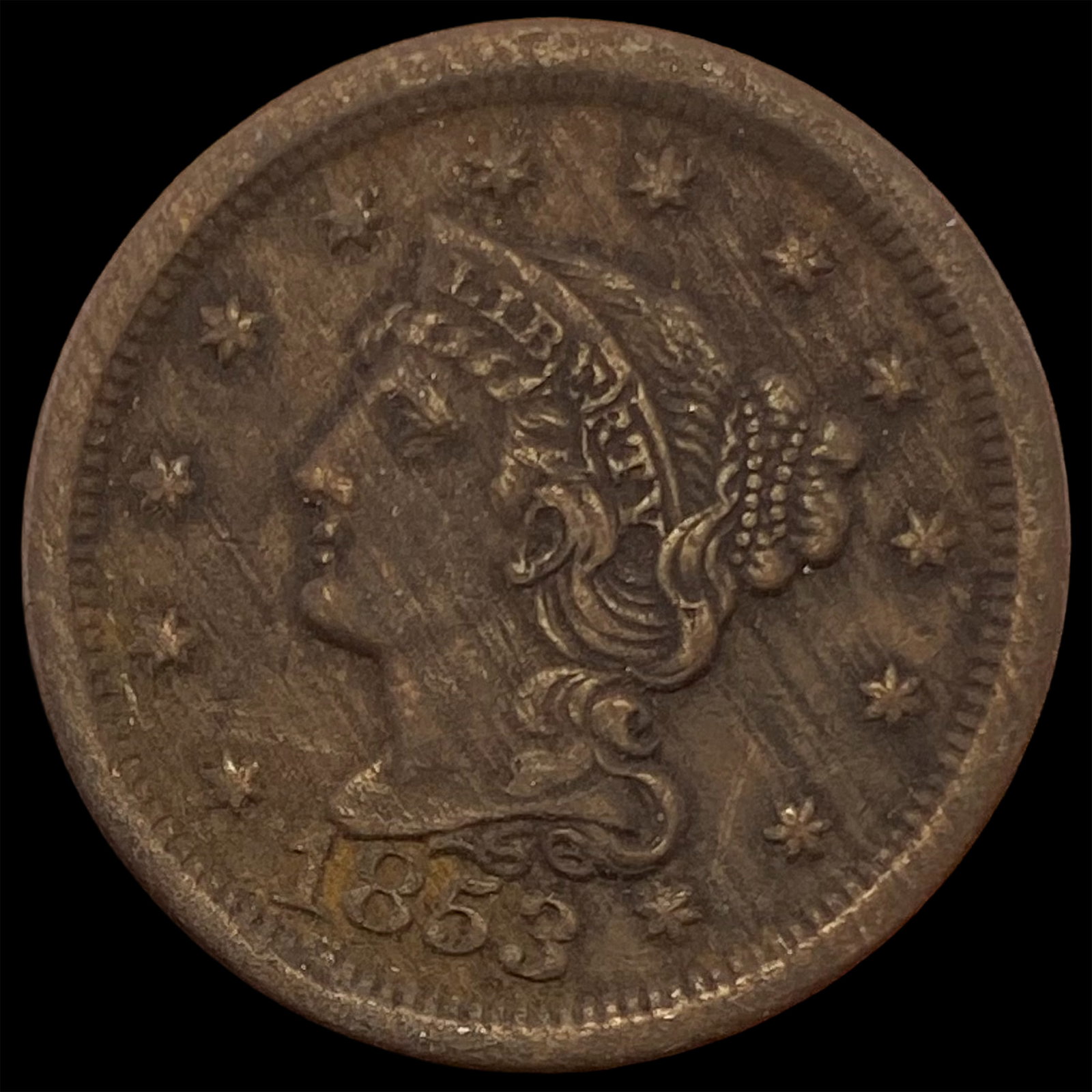 1853 Braided Hair Large Cent HIGH GRADE: 1853 Braided Hair Large Cent HIGH GRADE