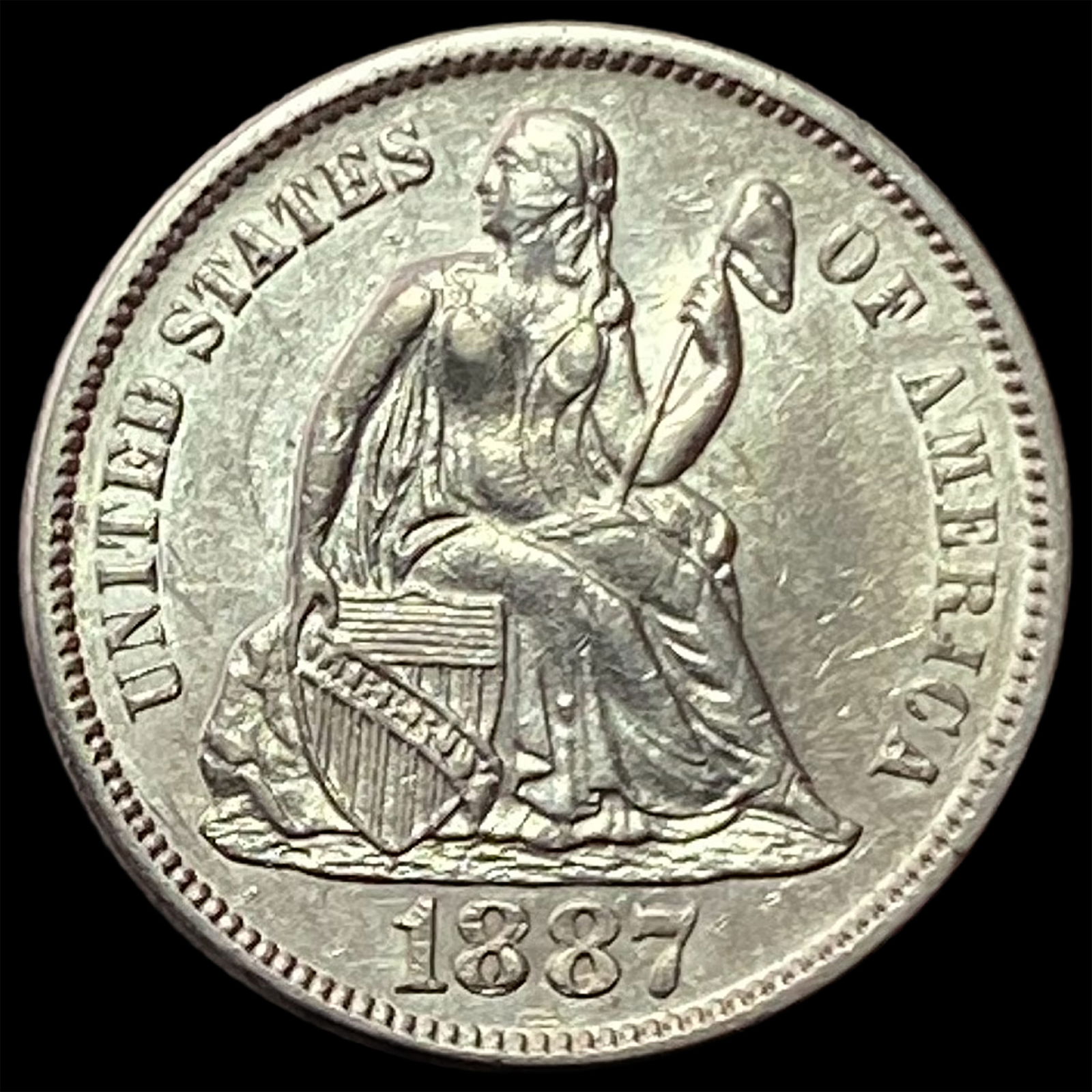 1887-S Silver Seated Liberty Dime UNCIRCULATED (1 of 2)