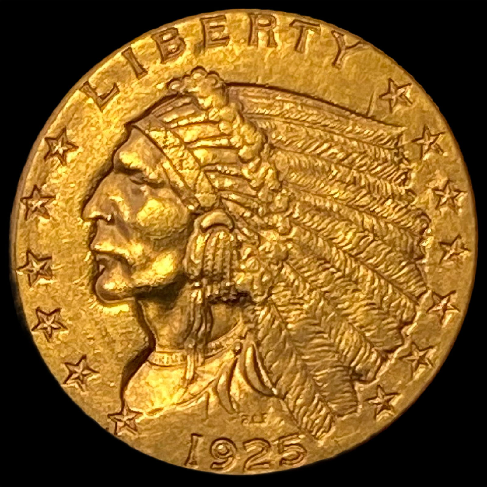 1925-D Indian Head Gold $2.50 Quarter Eagle CLOSELY UNCIRCULATED (1 of 2)