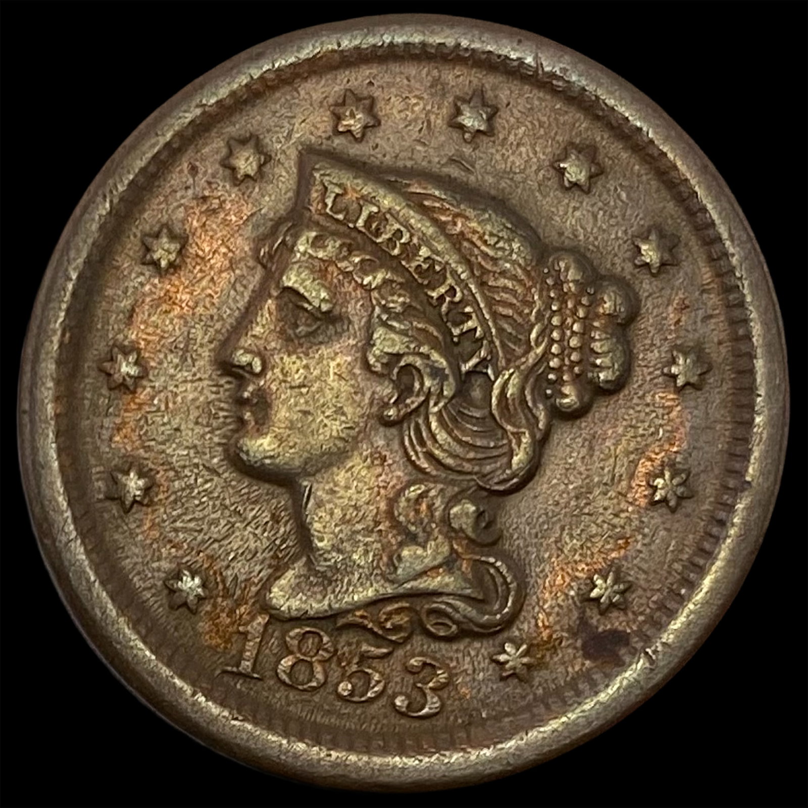 1853 Braided Hair Large Cent NEARLY UNCIRCULATED: 1853 Braided Hair Large Cent NEARLY UNCIRCULATED