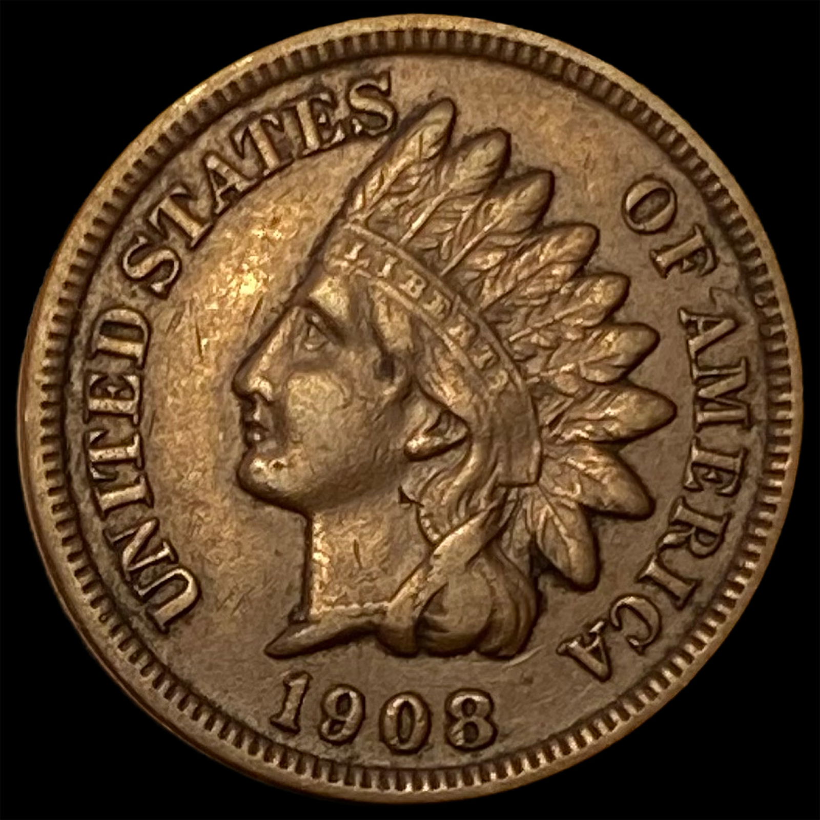 1908-S Indian Head Cent NEARLY UNCIRCULATED (1 of 2)