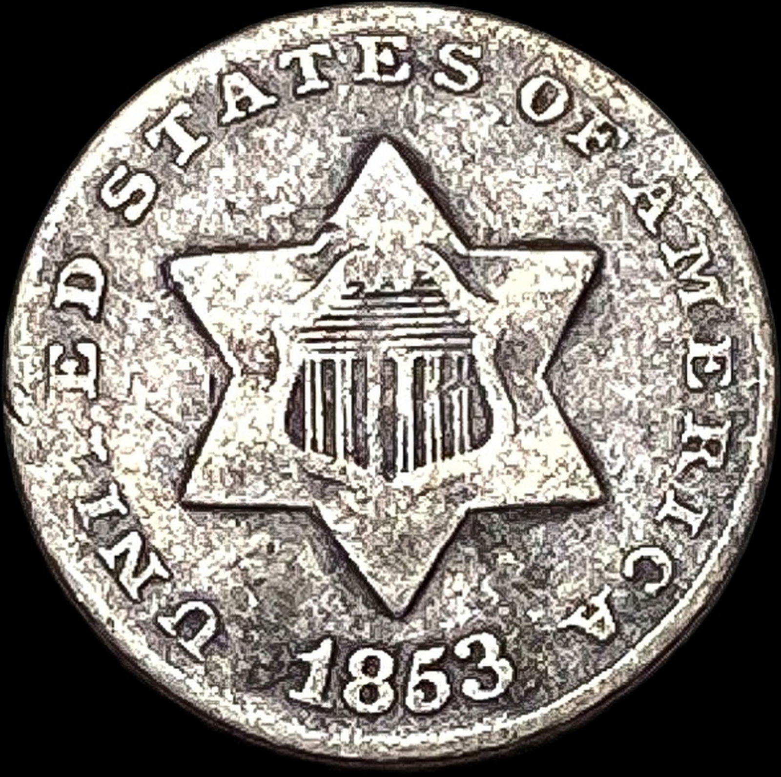 1853 Silver Three-Cent Piece NICELY CIRCULATED (1 of 2)