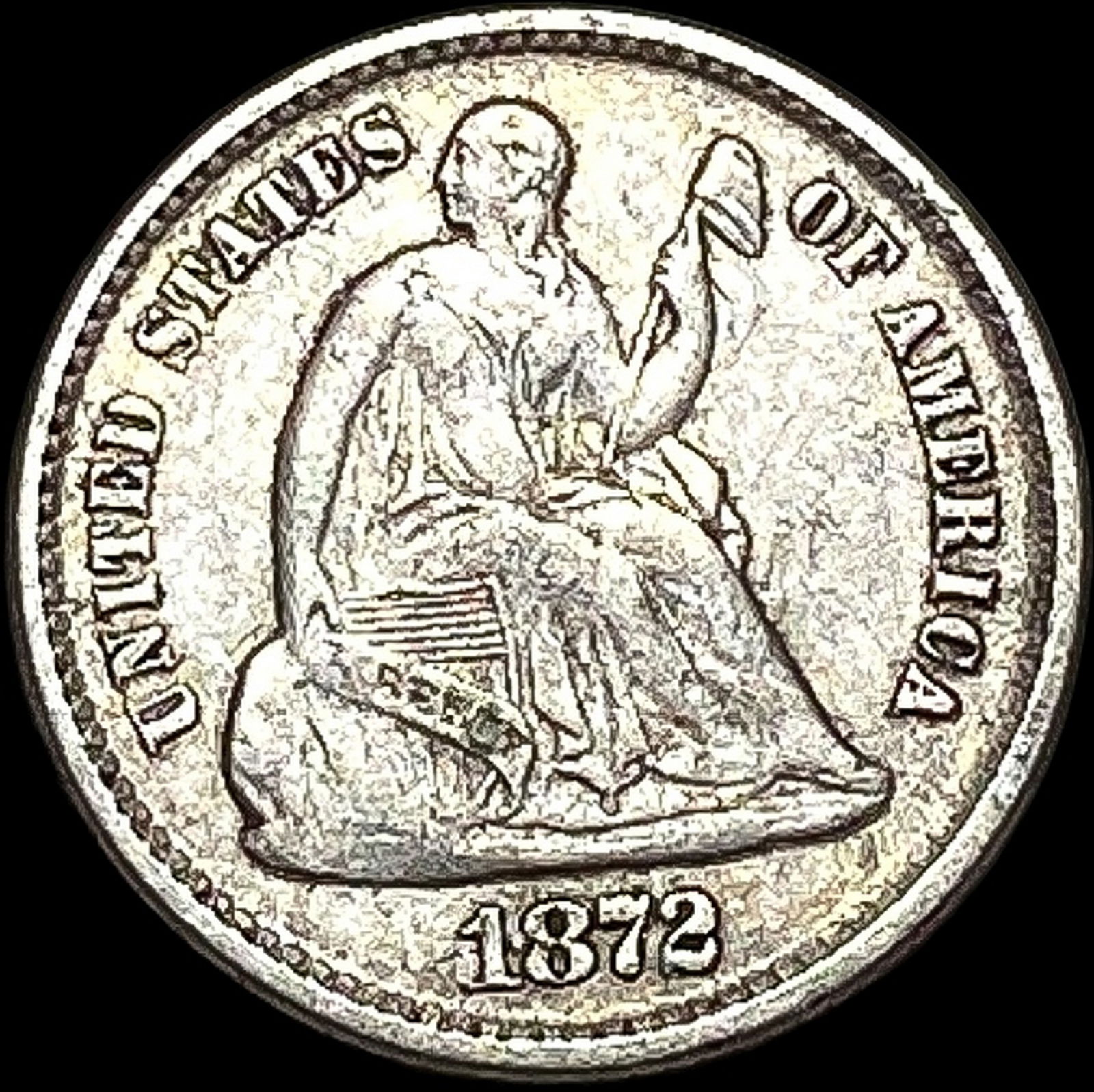 1872 Seated Liberty Half Dime NEARLY UNCIRCULATED (1 of 2)