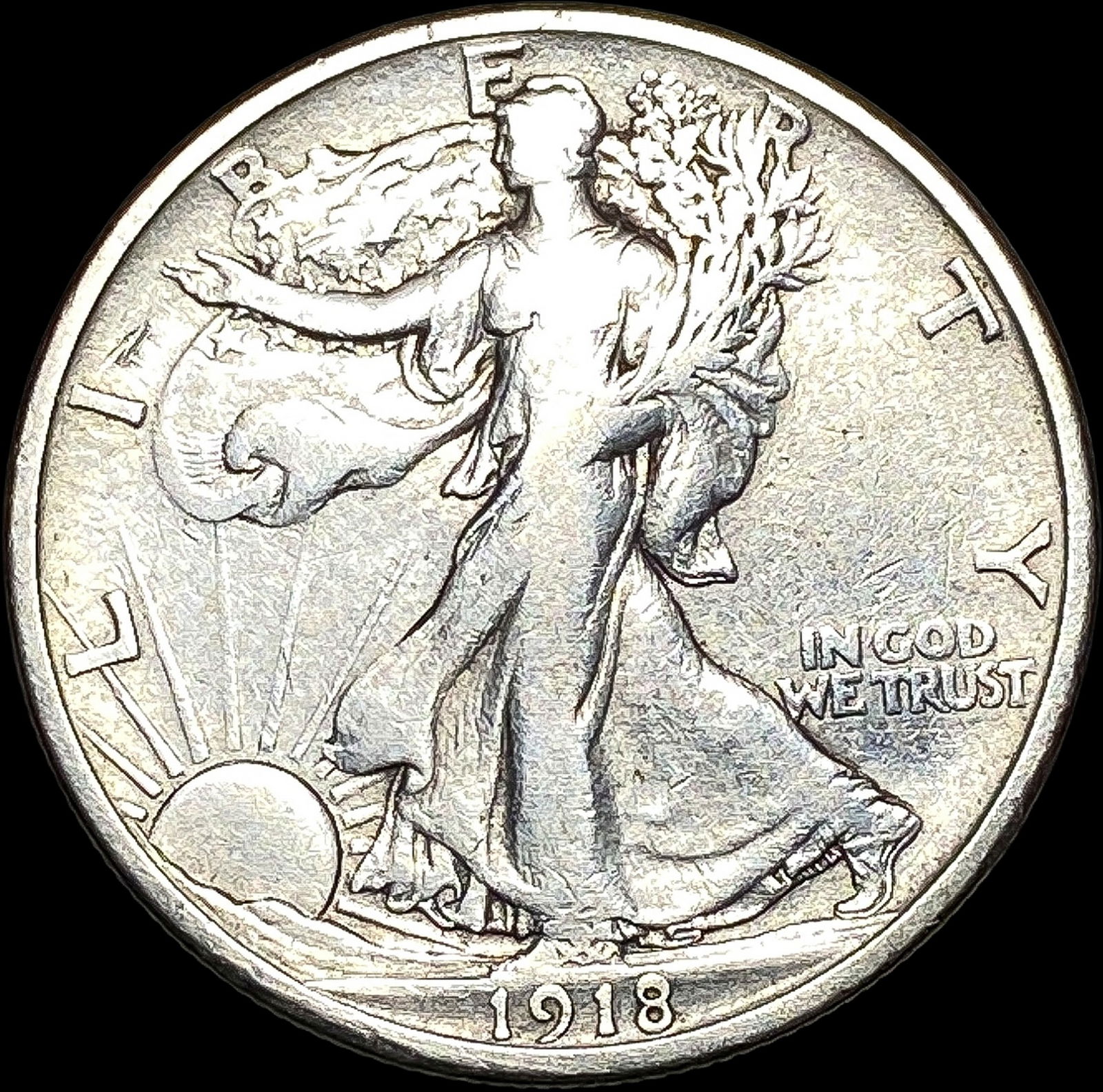 1918-S Walking Liberty Half Dollar LIGHTLY CIRCULATED (1 of 2)