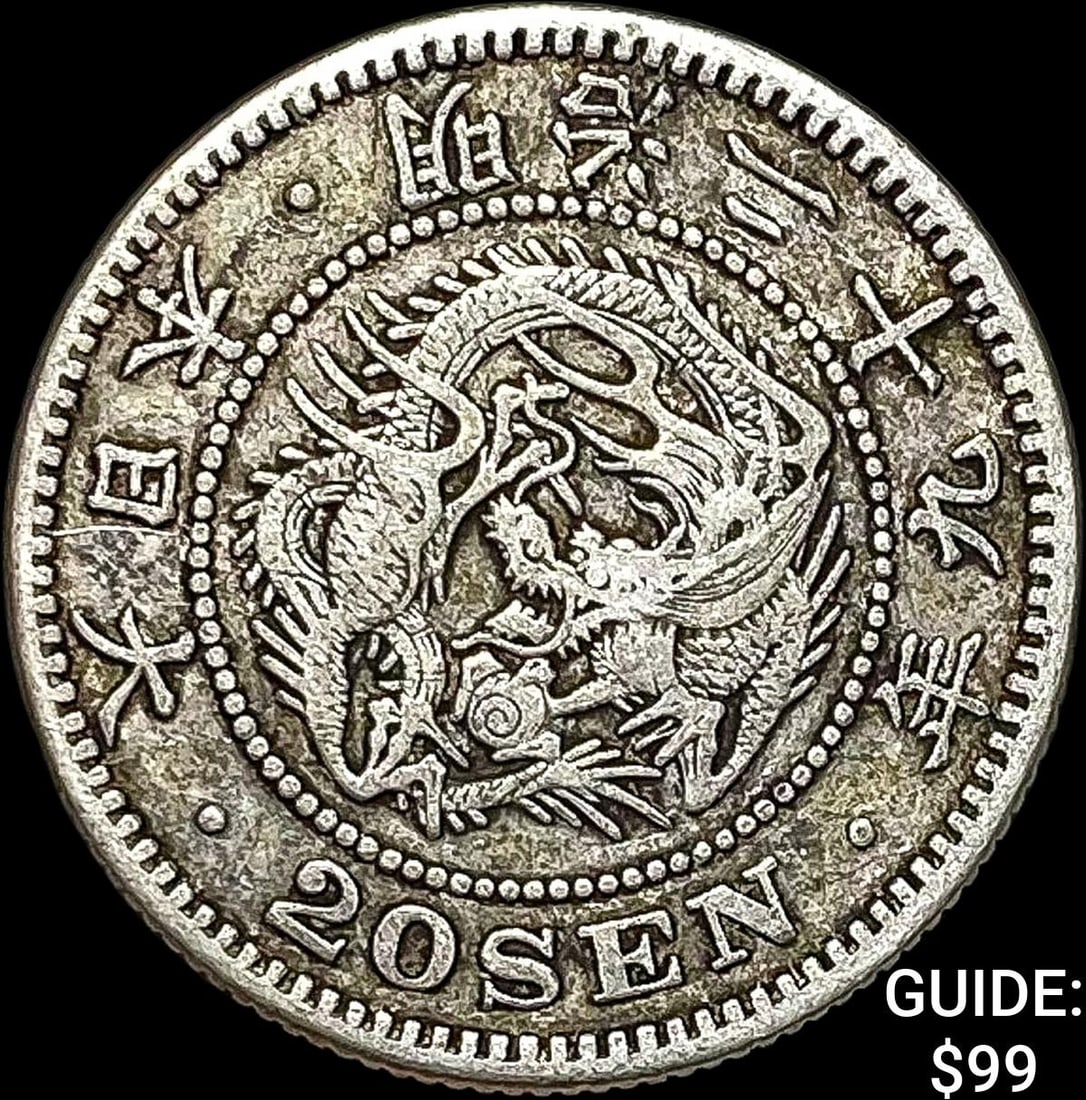 1877-1905 Japan Silver 20 Sen NEARLY UNCIRCULATED (1 of 2)