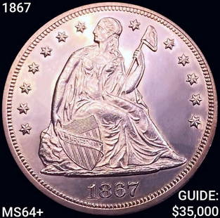 1867 Seated Liberty Dollar CHOICE BU+: 1867 Seated Liberty Dollar CHOICE BU+
