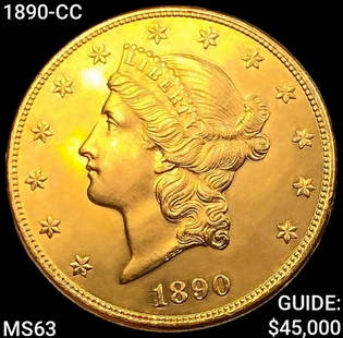 1890-CC $20 Gold Double Eagle CHOICE BU: 1890-CC $20 Gold Double Eagle CHOICE BU