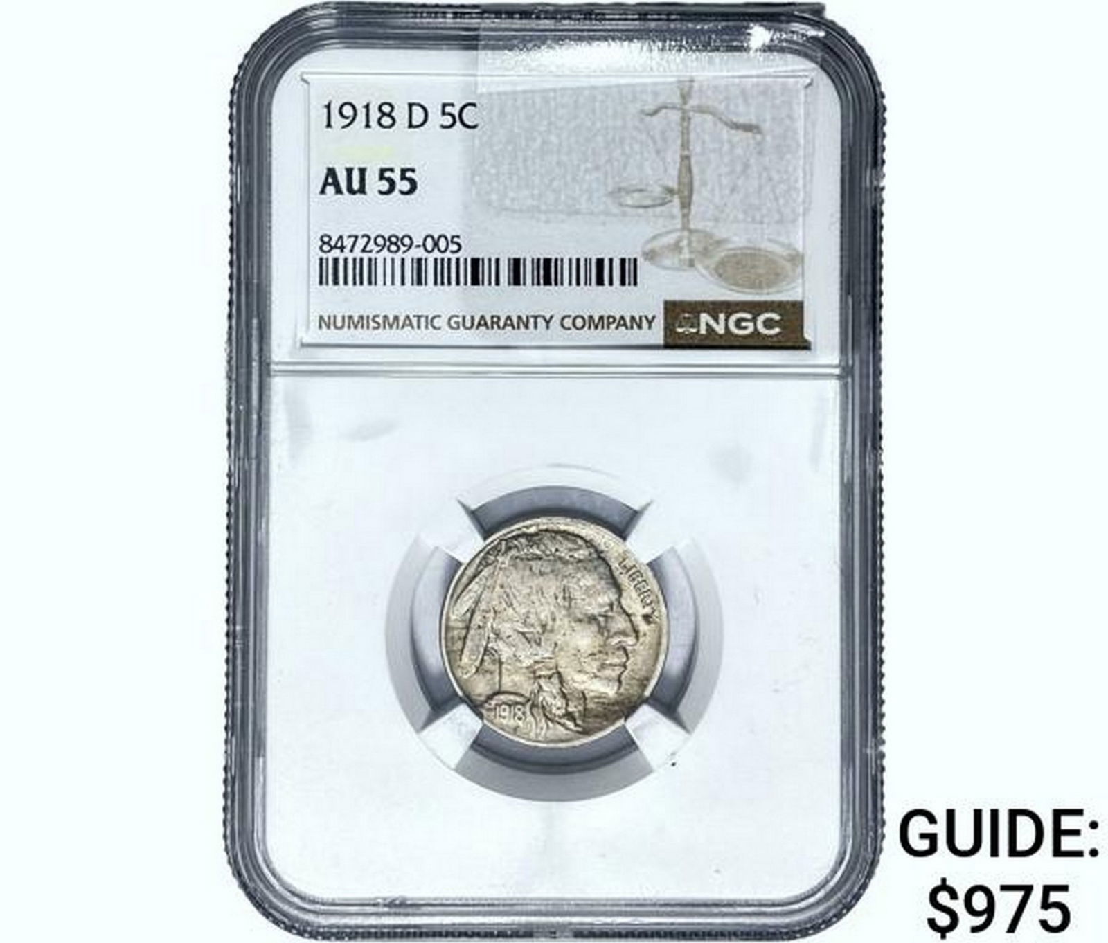 1918-D Buffalo Nickel NGC AU55 (1 of 2)