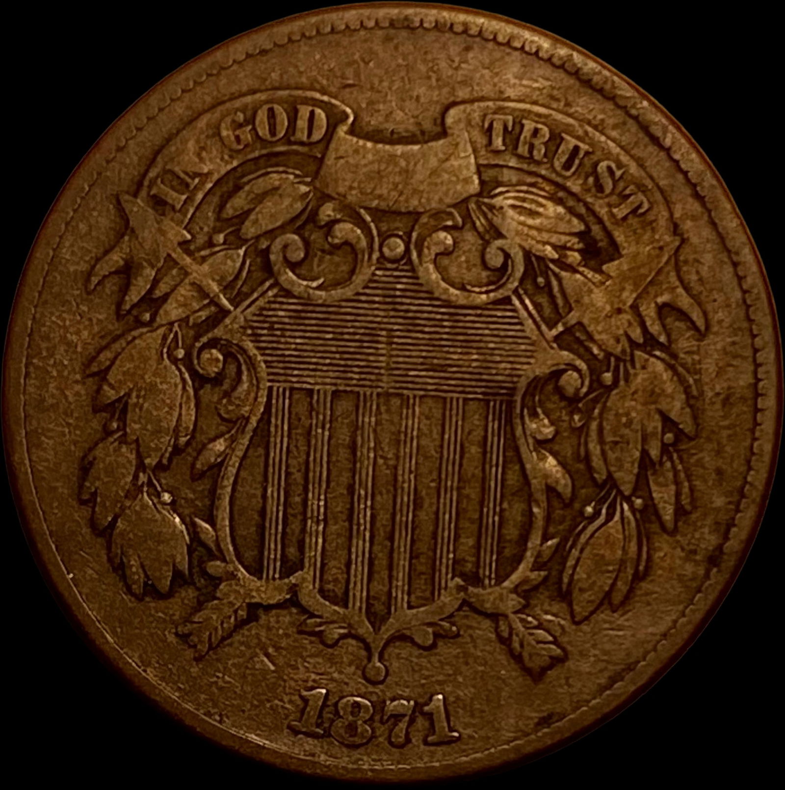 1871 Two-Cent Piece NEARLY UNCIRCULATED (1 of 2)