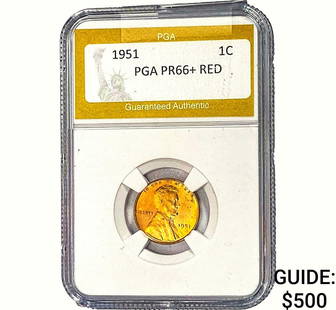 1951 Wheat Cent PGA PR66+ RED: 1951 Wheat Cent PGA PR66+ RED