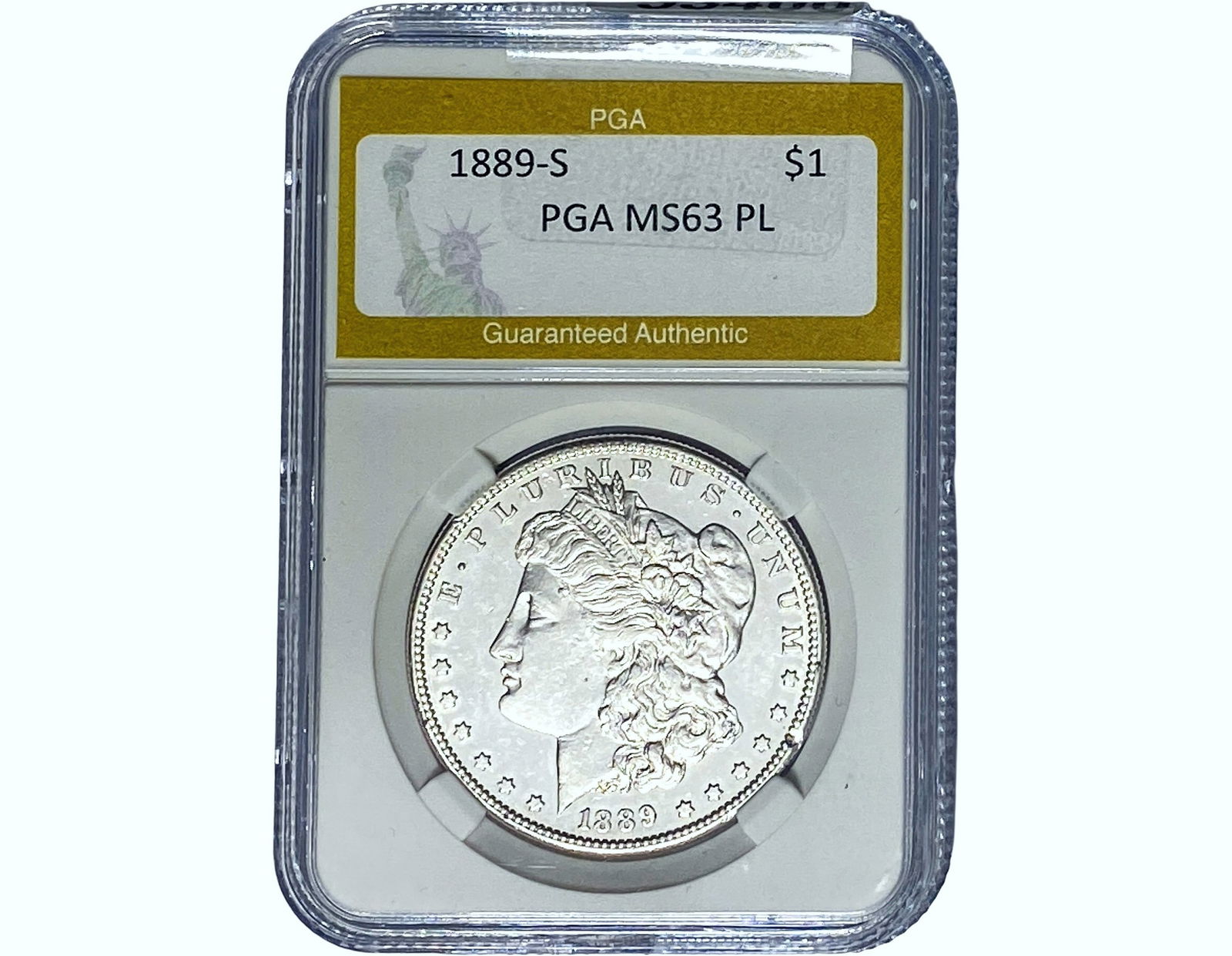 1889-S Morgan Silver Dollar PGA MS63 PL (1 of 2)
