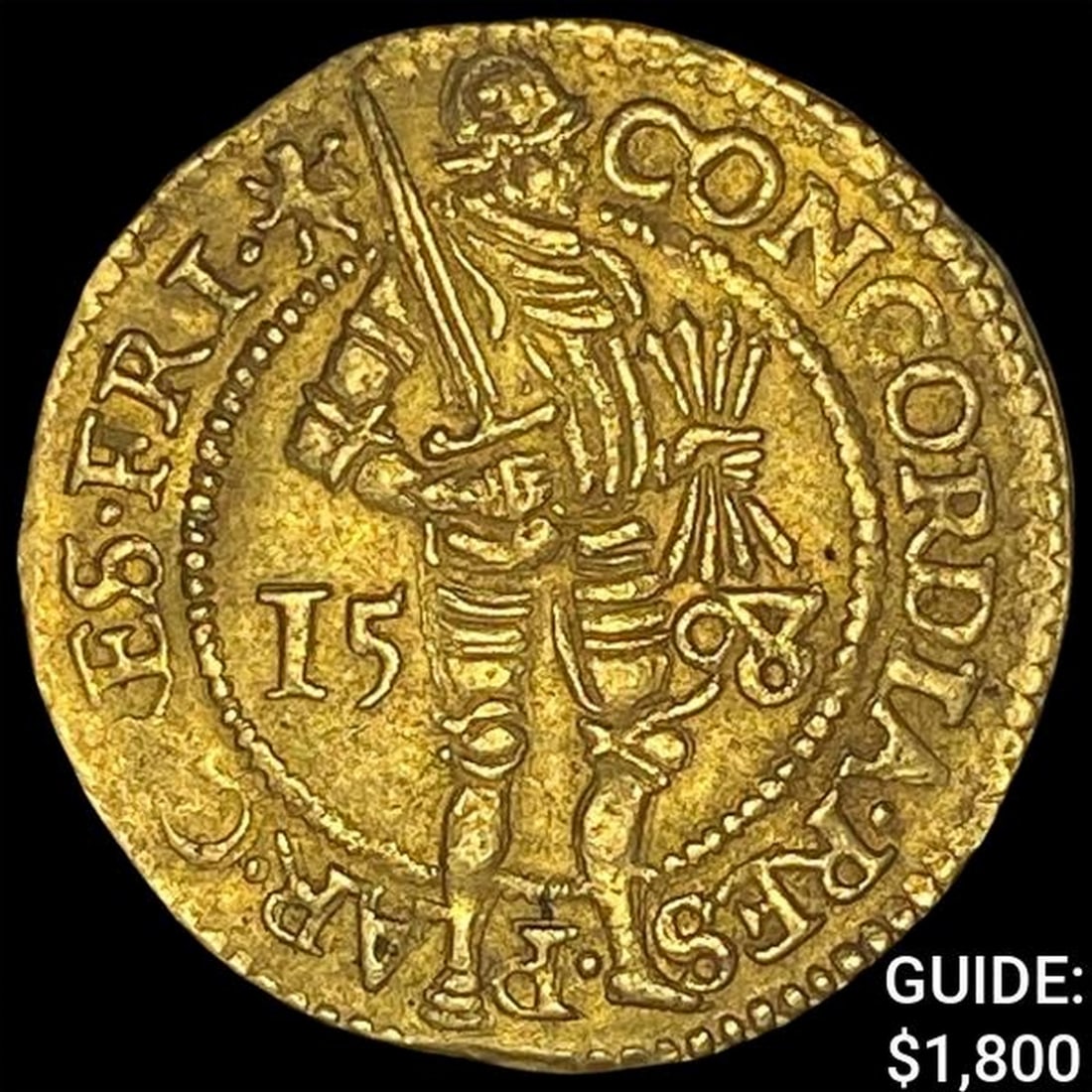 [1598-1597] Netherlands Gold Ducat .11oz NEARLY UNCIRCULATED (1 of 2)