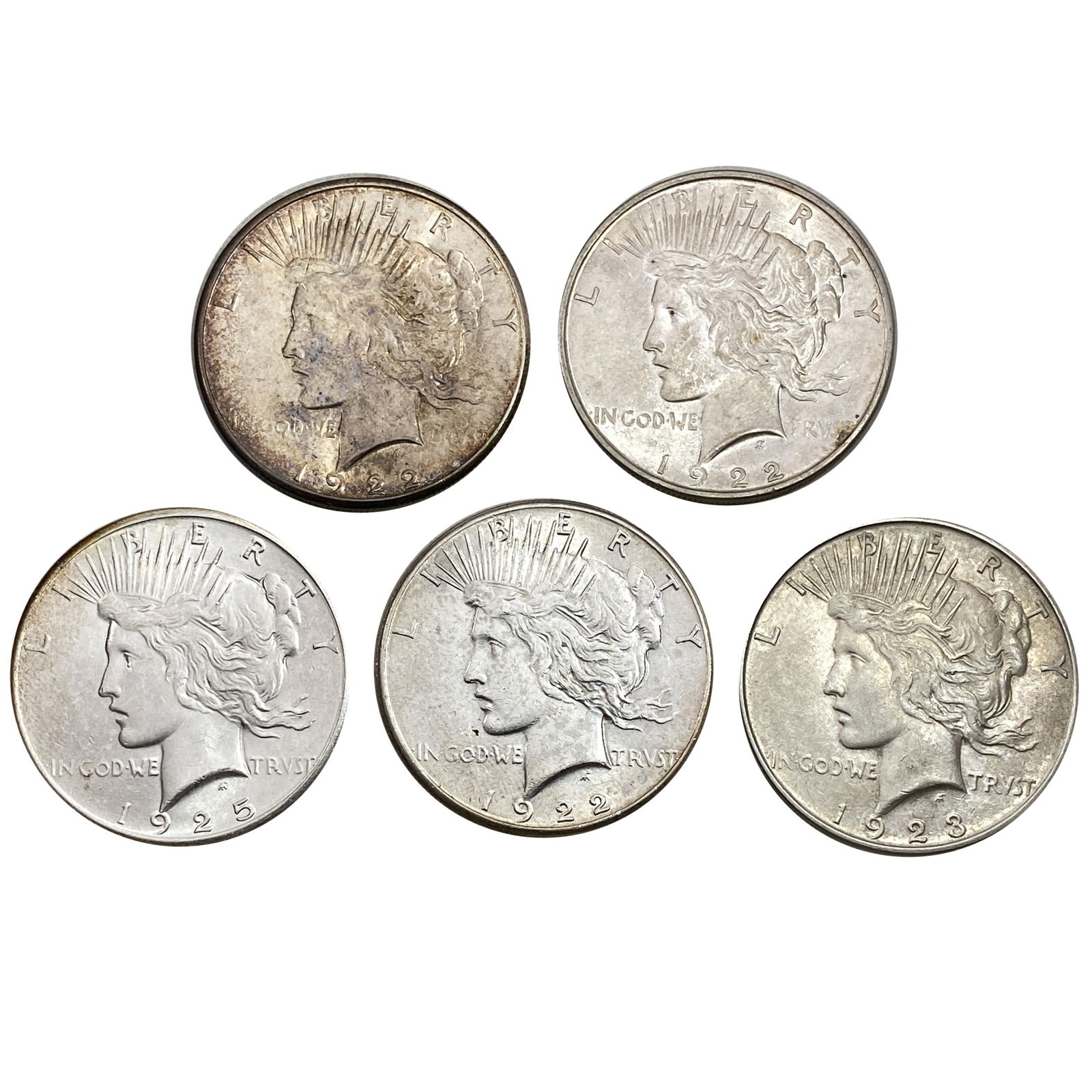 1922-1923 SIlver Peace Dollar Lot [5 Coins] MS (1 of 2)