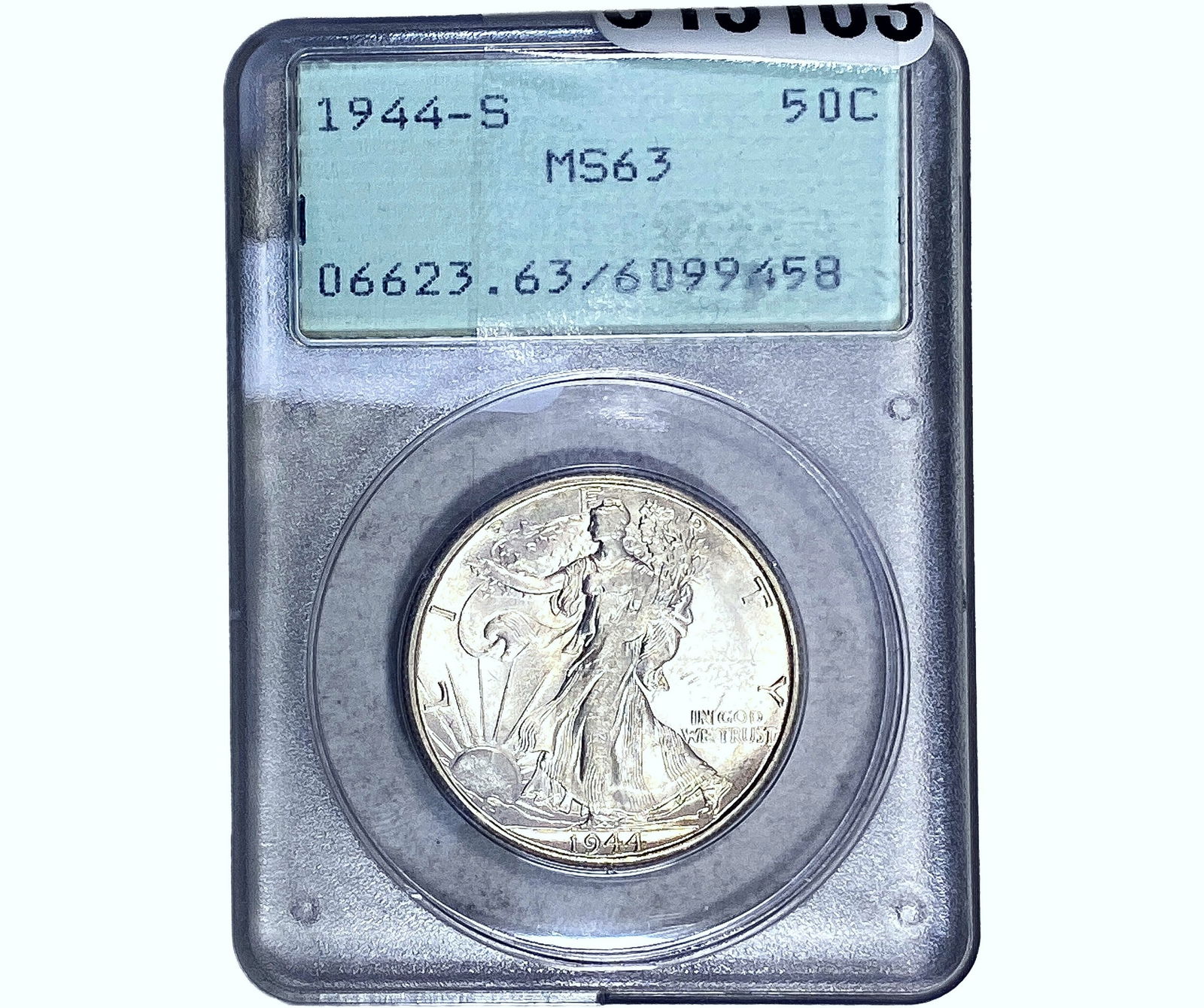 1944-S Walking Lib Half Dollar PCGS MS63 OGH Rattler (1 of 2)