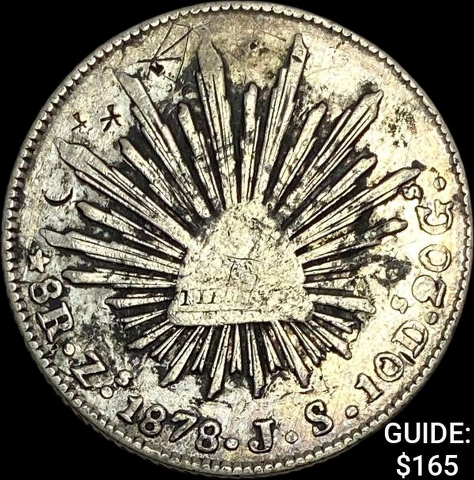 1878Zs JS Mexico Silver 8 Reales NEARLY UNCIRCULATED: 1878Zs JS Mexico Silver 8 Reales NEARLY UNCIRCULATED