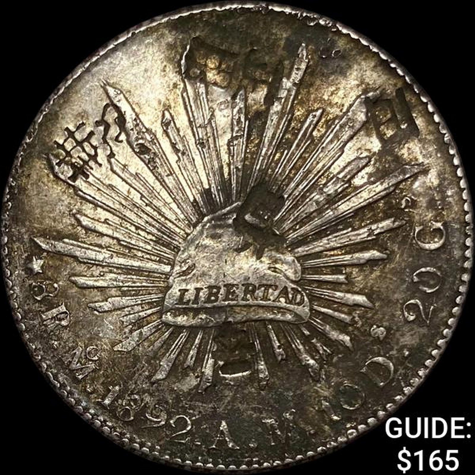 1892Mo AM Mexico Silver 8 Reales NEARLY UNCIRCULATED: 1892Mo AM Mexico Silver 8 Reales NEARLY UNCIRCULATED