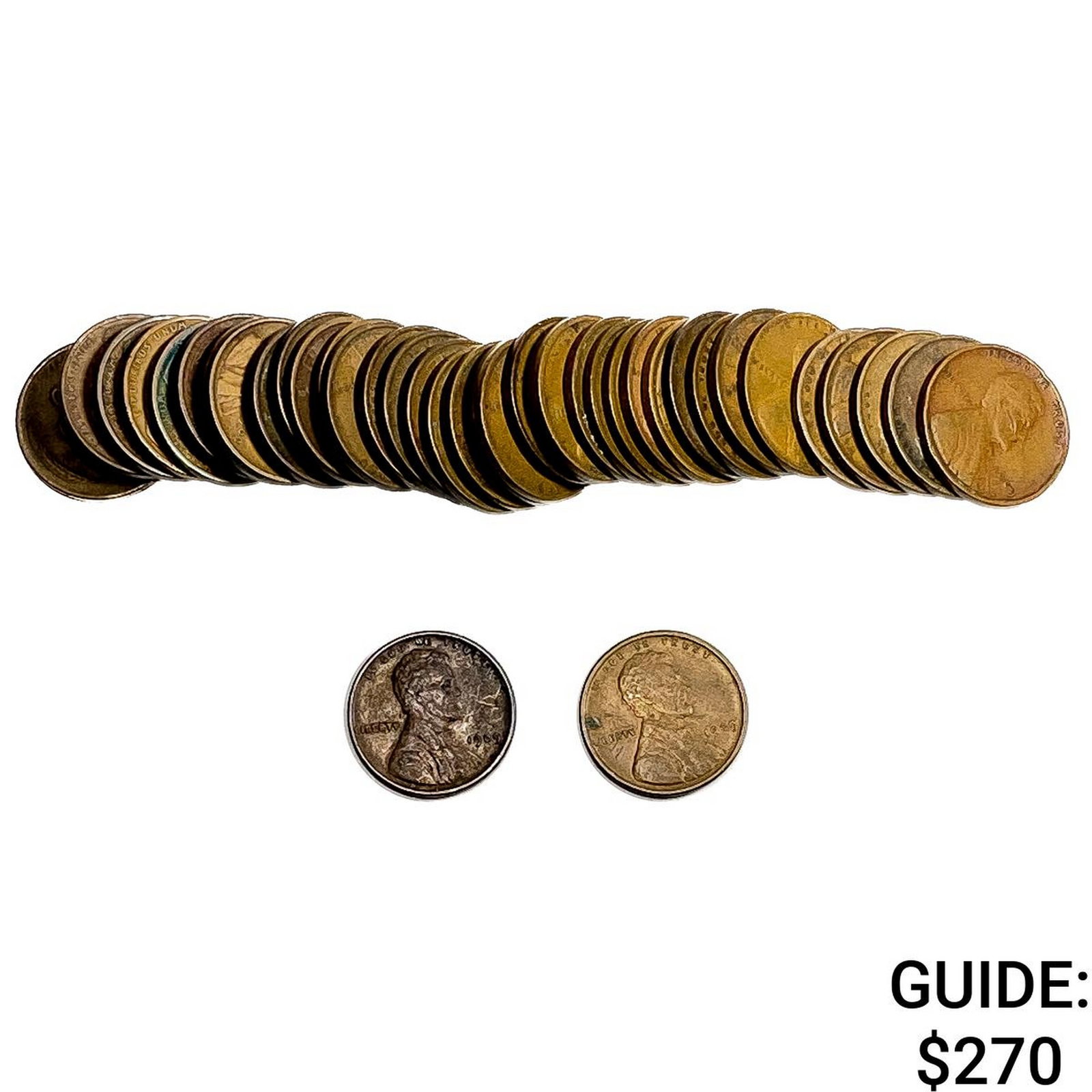 [45 Coins] 1909 Wheat Penny Roll VDB: [45 Coins] 1909 Wheat Penny Roll VDB