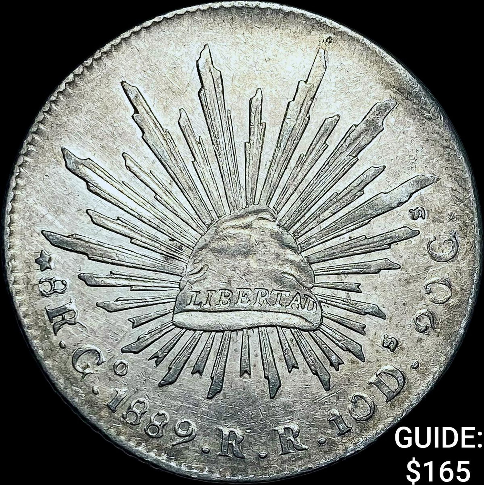 1889Go RM Mexico Silver 8 Reales Cap and Rays CHOICE AU: 1889Go RM Mexico Silver 8 Reales Cap and Rays CHOICE AU
