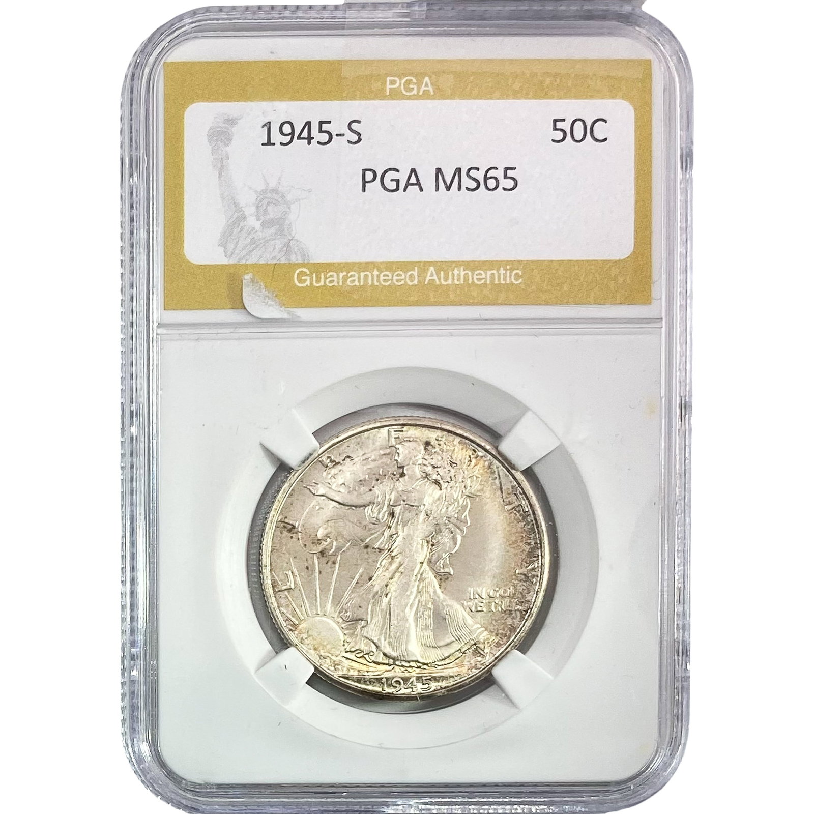 1945-S Walking Liberty Half Dollar PGA MS65: 1945-S Walking Liberty Half Dollar PGA MS65