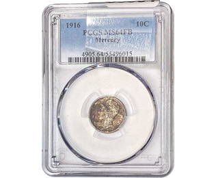 1916 Mercury Silver Dime PCGS MS64 FB