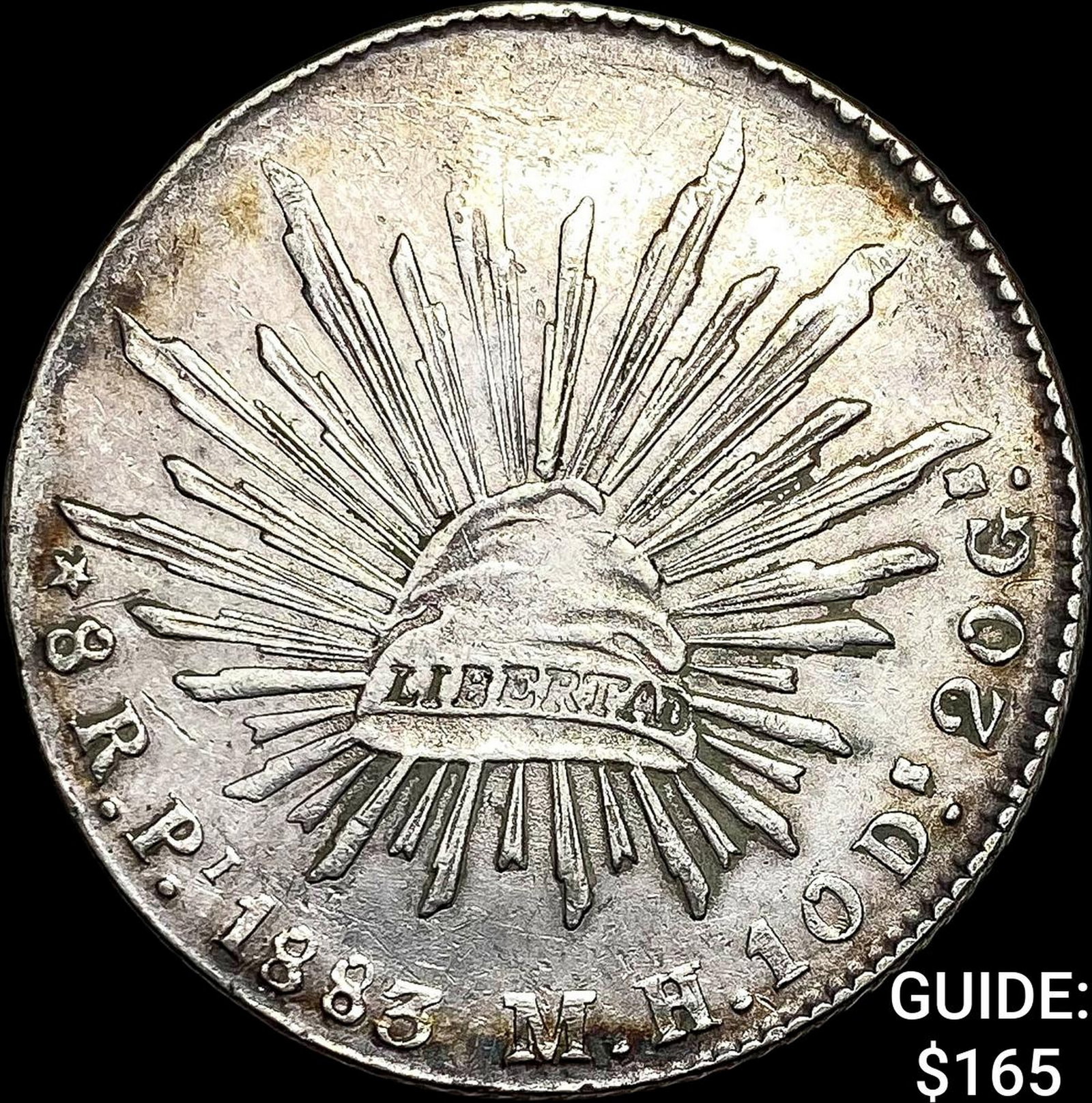 1883Pi MH Mexico Silver 8 Reales Cap and Rays CLOSELY UNCIRCULATED: 1883Pi MH Mexico Silver 8 Reales Cap and Rays CLOSELY UNCIRCULATED