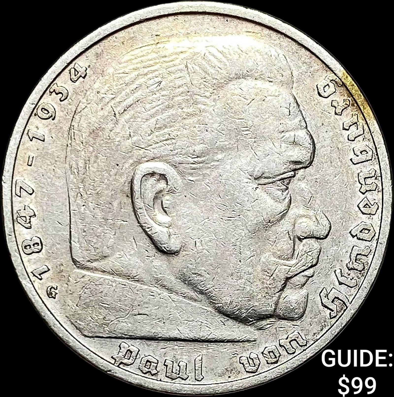 1937-G Germany Silver 5 Reichsmark CLOSELY UNCIRCULATED (1 of 2)