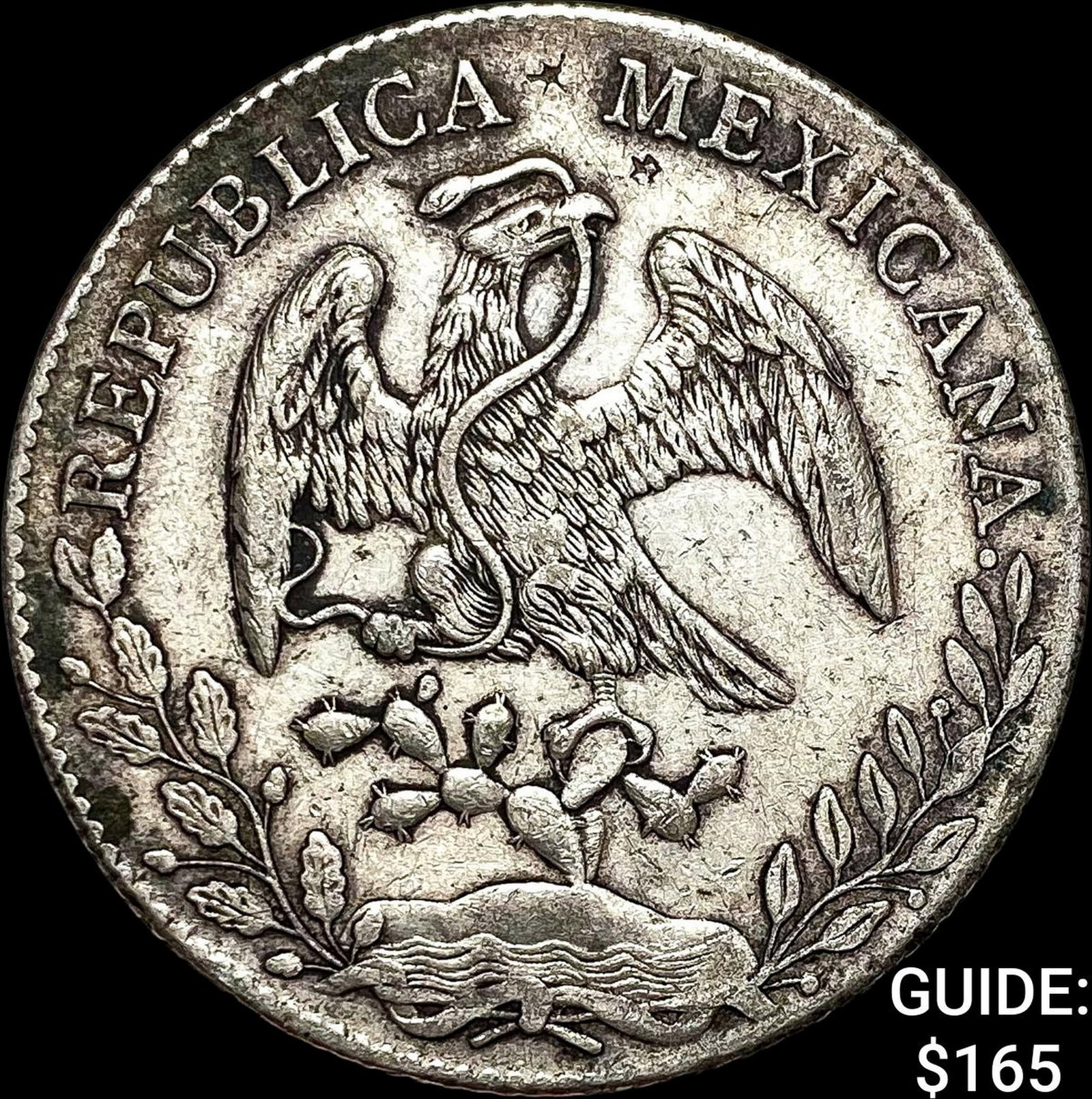 1893Cn AM Mexico Silver 8 Reales Cap and Rays NEARLY UNCIRCULATED: 1893Cn AM Mexico Silver 8 Reales Cap and Rays NEARLY UNCIRCULATED