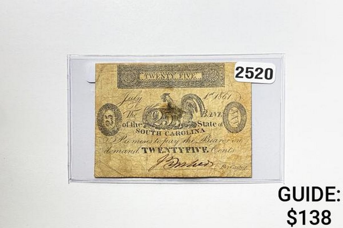 1861 25 Cents Bank of S.C. Fractional Currency: 1861 25 Cents Bank of S.C. Fractional Currency