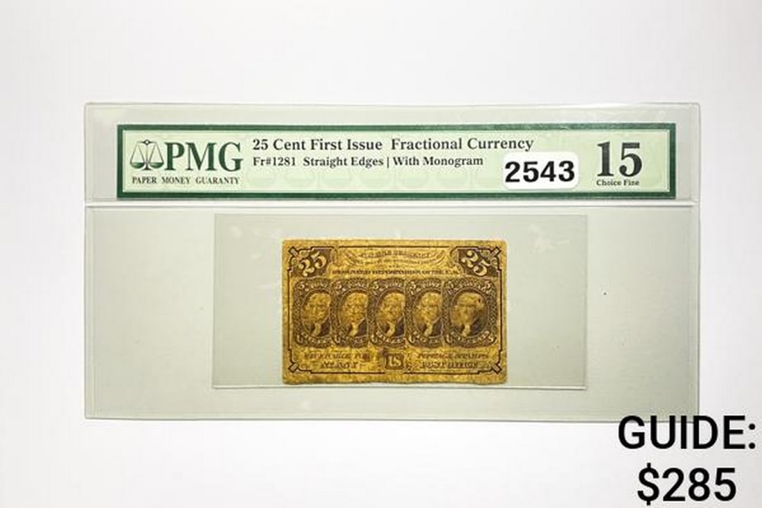 1862 25C First Issue Fractional Currency PMG CH F 15: 1862 25C First Issue Fractional Currency PMG CH F 15