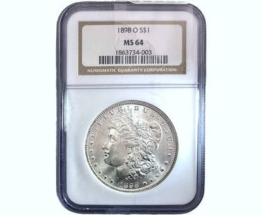 1898-O Morgan Silver Dollar NGC MS64: 1898-O Morgan Silver Dollar NGC MS64