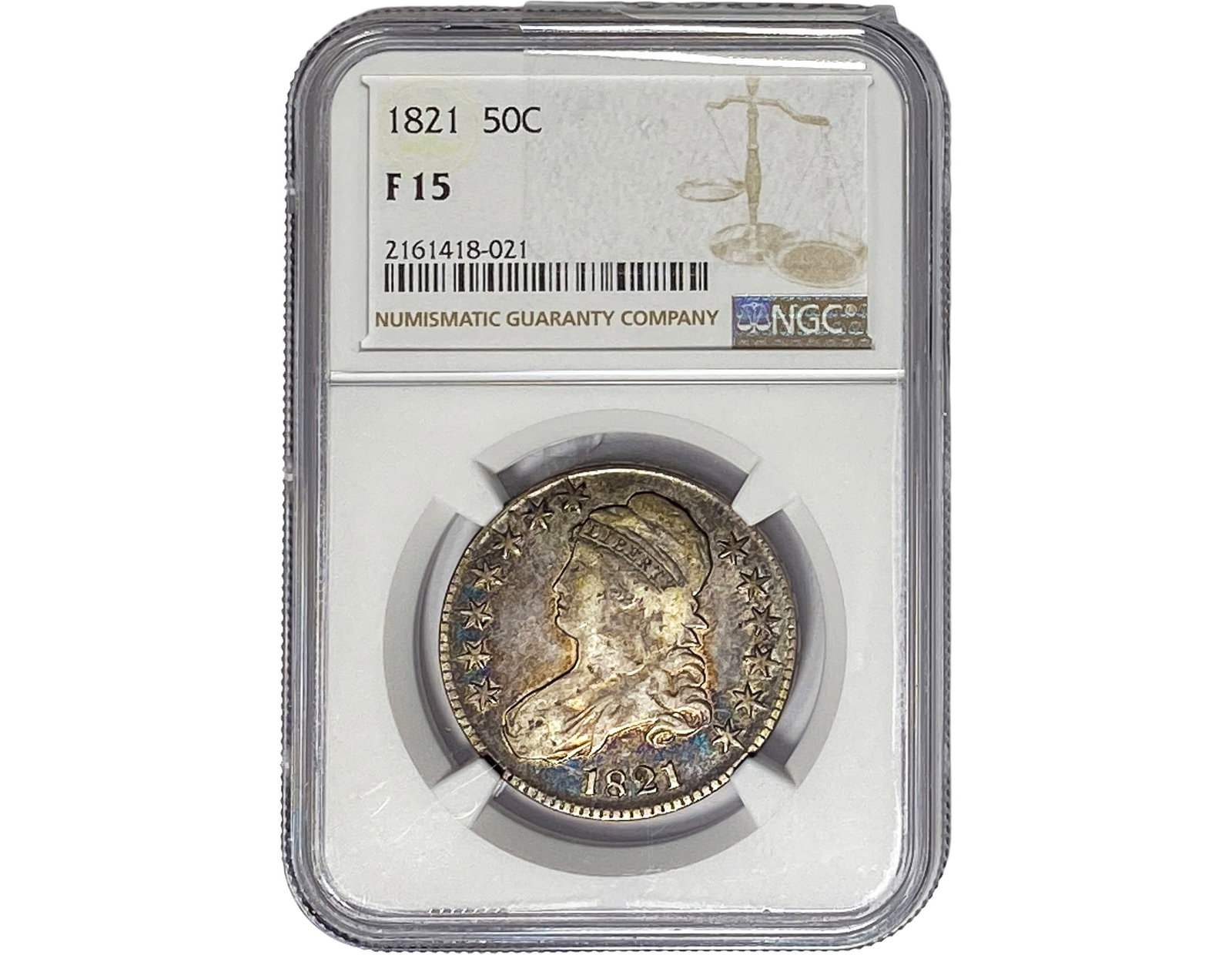 1821 Capped Bust Half Dollar NGC F15: 1821 Capped Bust Half Dollar NGC F15