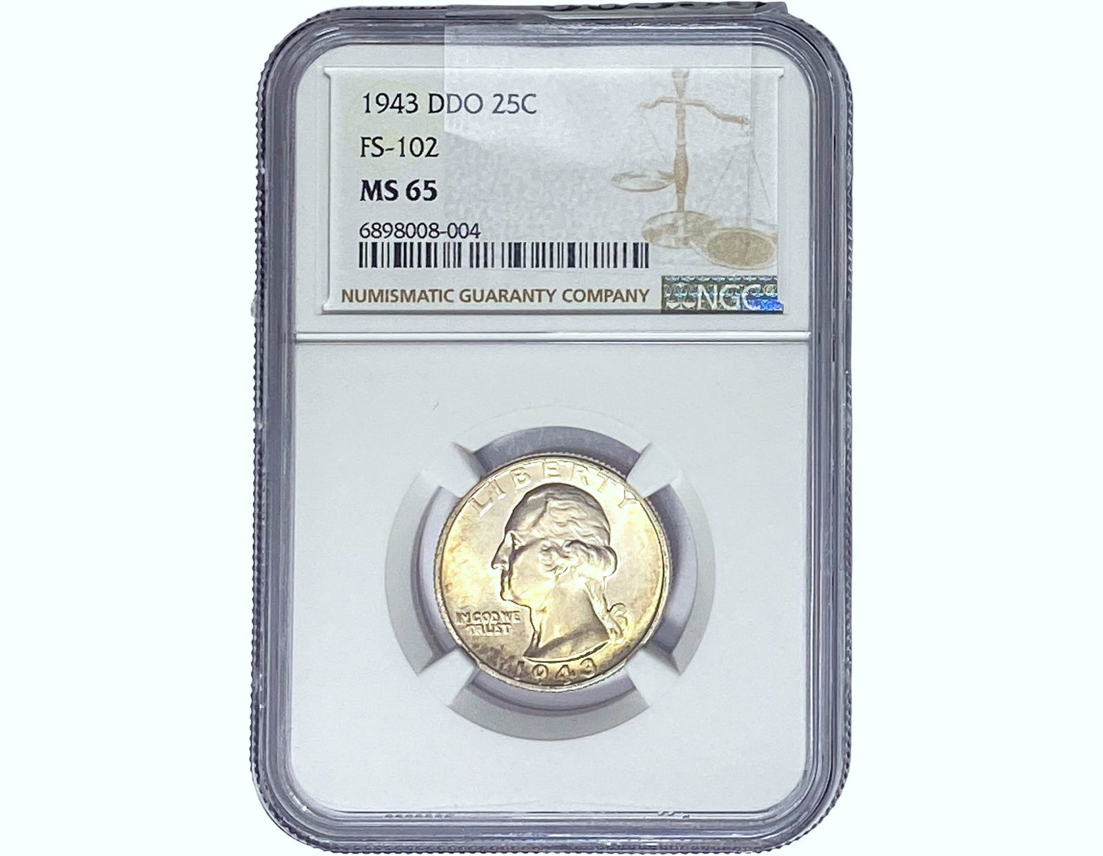 1943 DDO Washington Silver Quarter NGC MS65 (1 of 2)