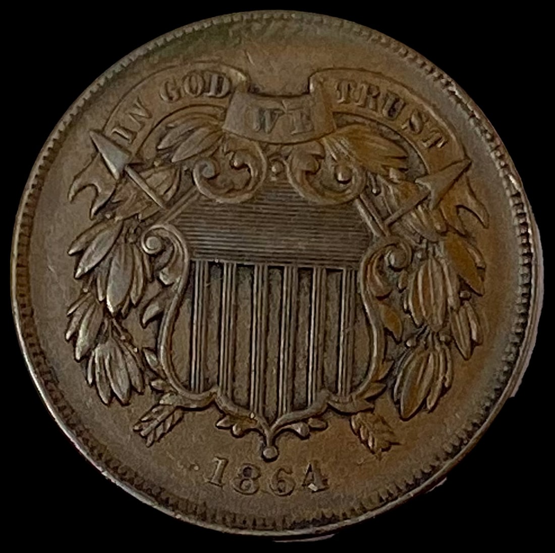 1864 Bronze Two-Cent Piece CLOSELY  UNCIRCULATED (1 of 2)