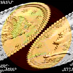 1843-D $2.50 Gold Quarter Eagle CHOICE BU: 1843-D $2.50 Gold Quarter Eagle CHOICE BU