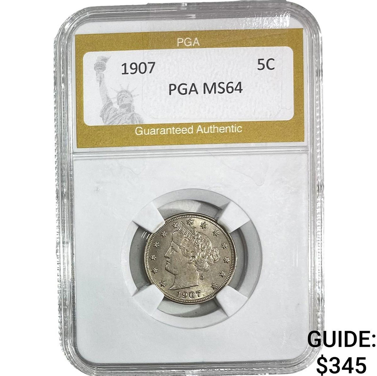 1907 Liberty Victory Nickel PGA MS64: 1907 Liberty Victory Nickel PGA MS64