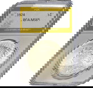 1924 Silver Peace Dollar PGA MS65: 1924 Silver Peace Dollar PGA MS65
