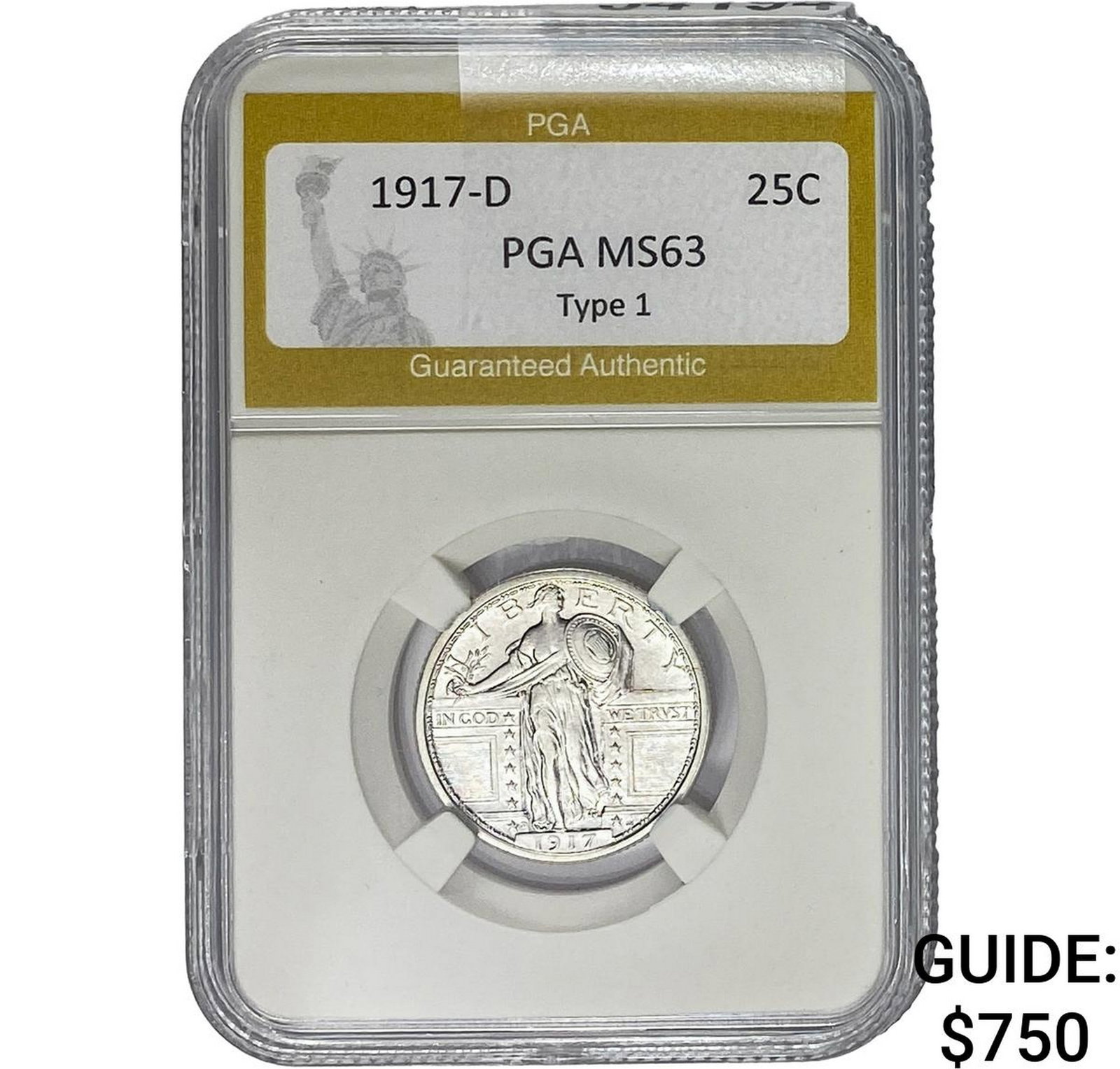 1917-D Standing Liberty Quarter PGA MS63: 1917-D Standing Liberty Quarter PGA MS63