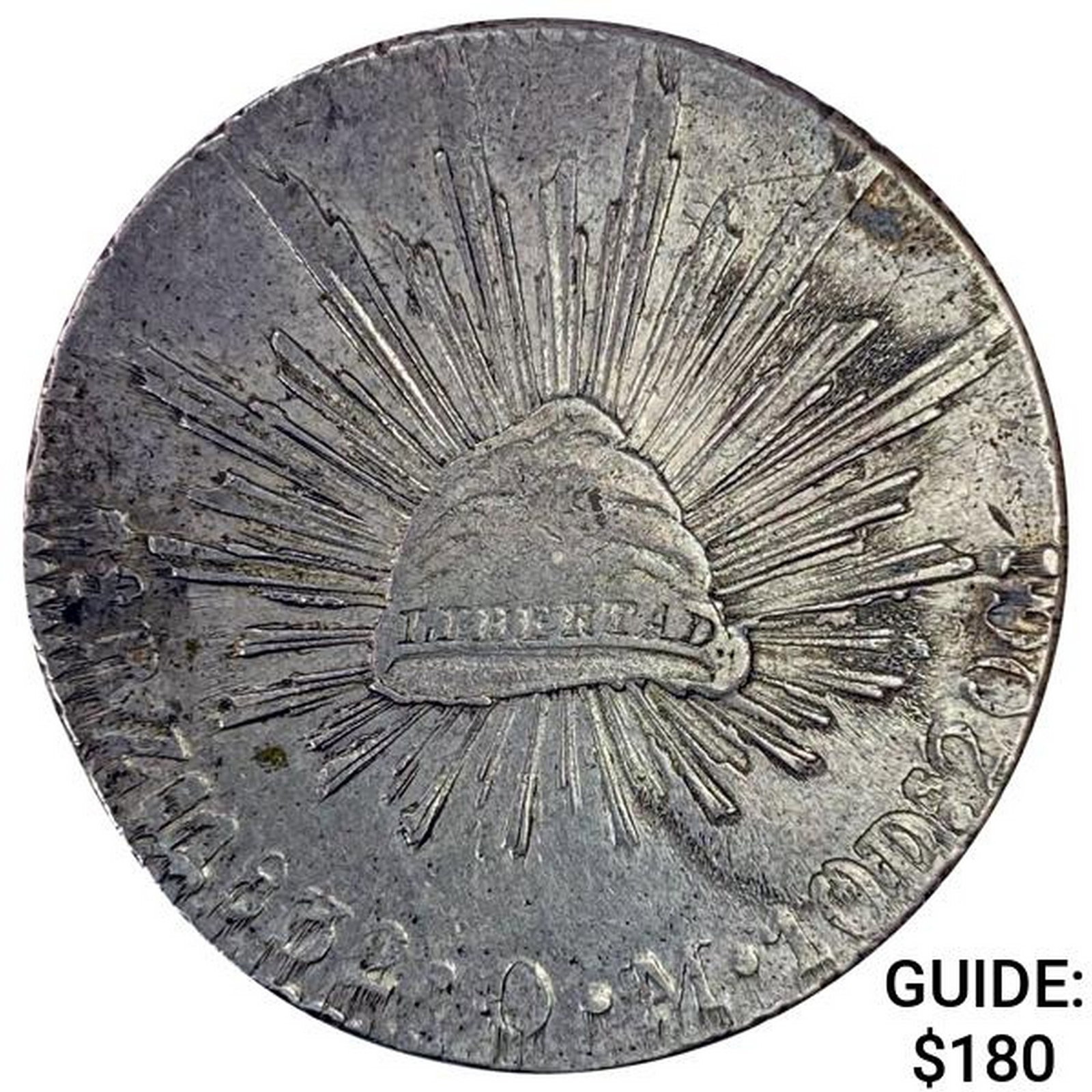 1832Zs OM Mexico Silver 8 Reales NEARLY UNCIRCULATED: 1832Zs OM Mexico Silver 8 Reales NEARLY UNCIRCULATED