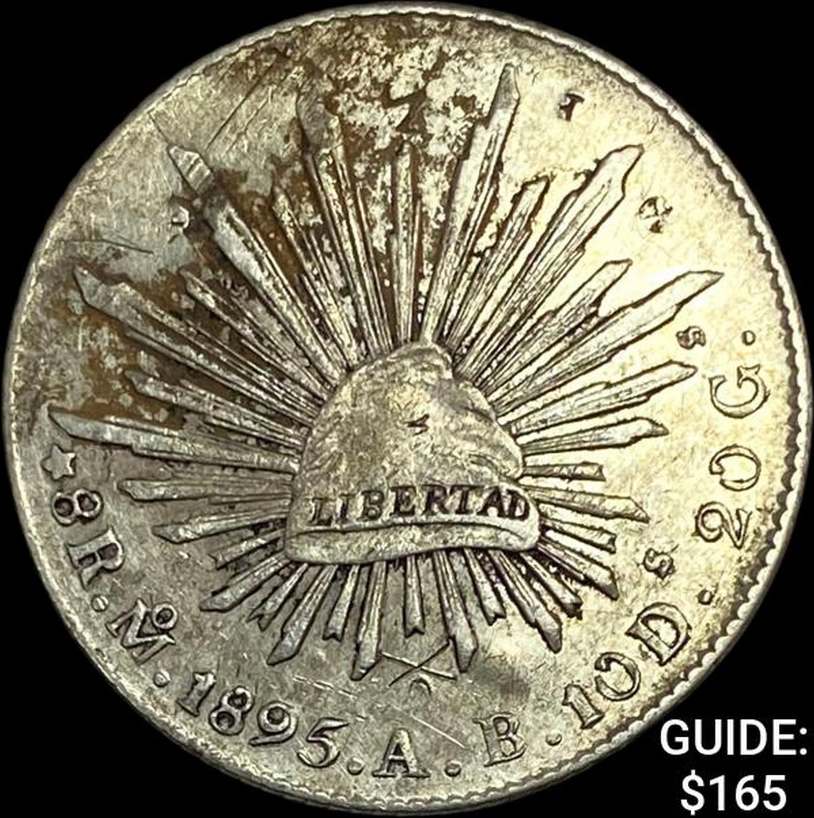 1895Mo AB Mexico Silver 8 Reales CLOSELY UNCIRCULATED: 1895Mo AB Mexico Silver 8 Reales CLOSELY UNCIRCULATED