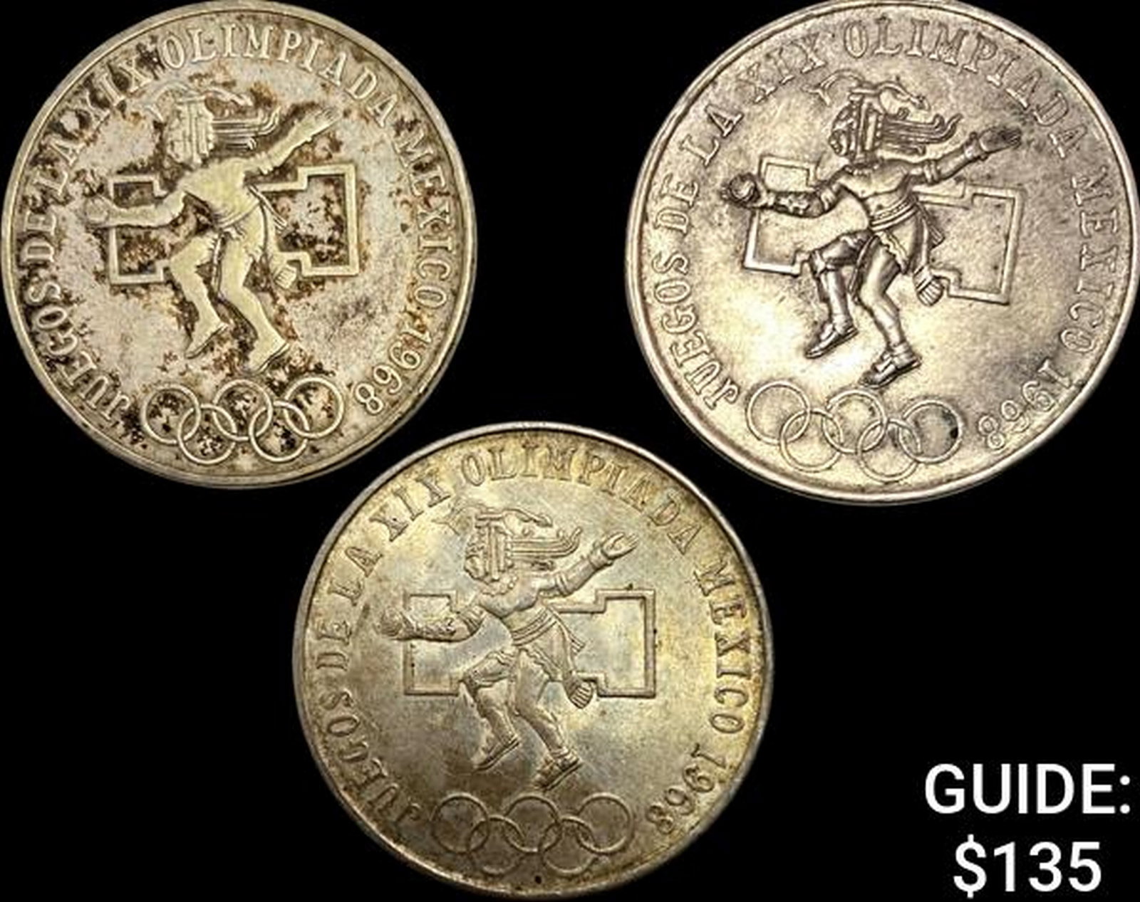 [3]1968 Mexico Silver 25 Pesos-Olympics NEARLY UNCIRCULATED: [3]1968 Mexico Silver 25 Pesos-Olympics NEARLY UNCIRCULATED