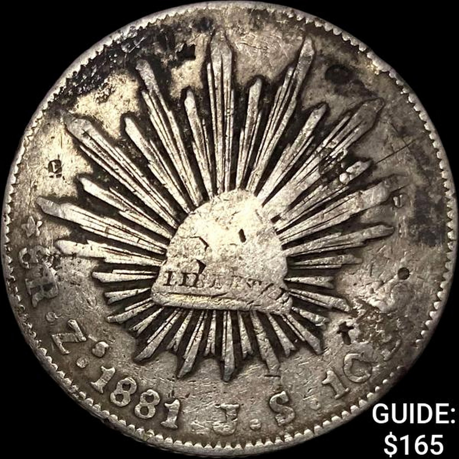 1881Zs JS Mexico Silver 8 Reales NEARLY UNCIRCULATED: 1881Zs JS Mexico Silver 8 Reales NEARLY UNCIRCULATED